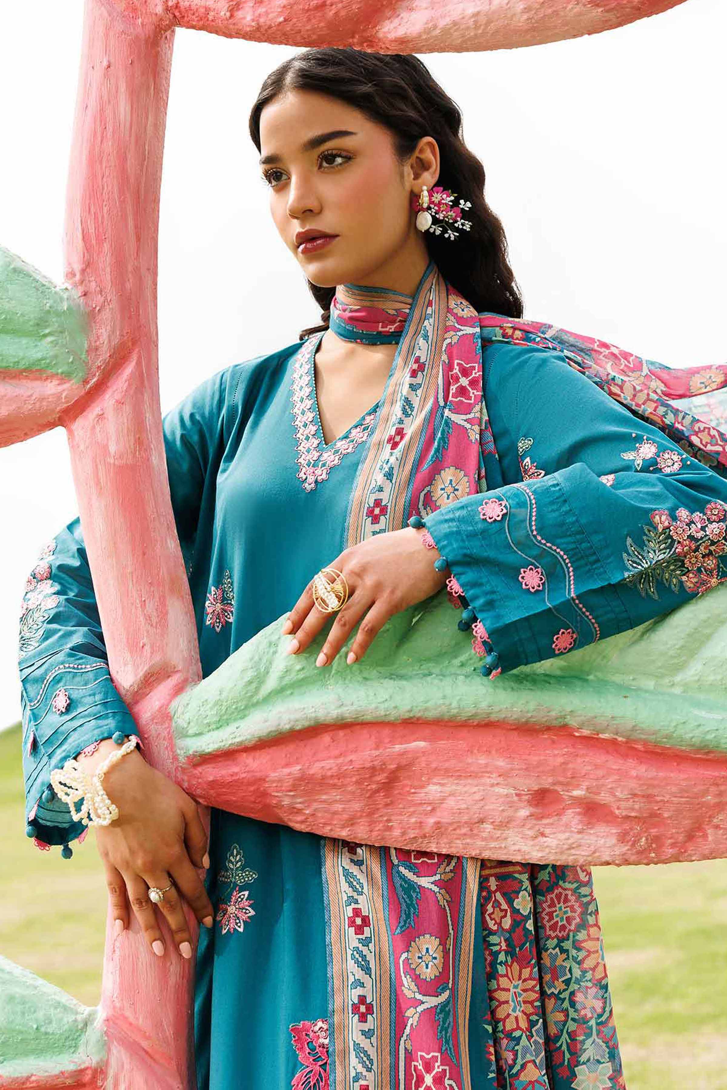 3 Piece - Digital Printed Embroidered Suit - 42601529