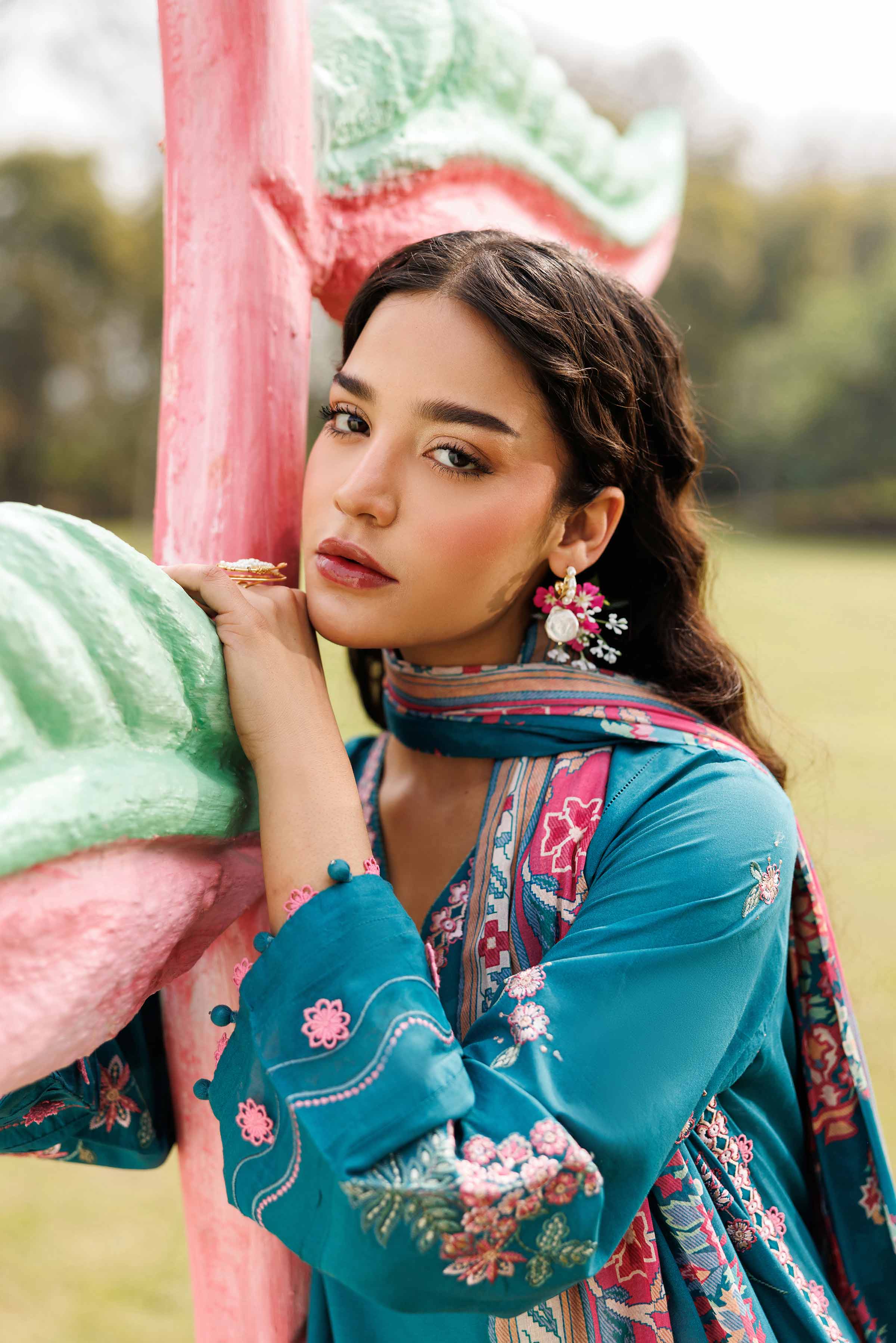 3 Piece - Digital Printed Embroidered Suit - 42601529