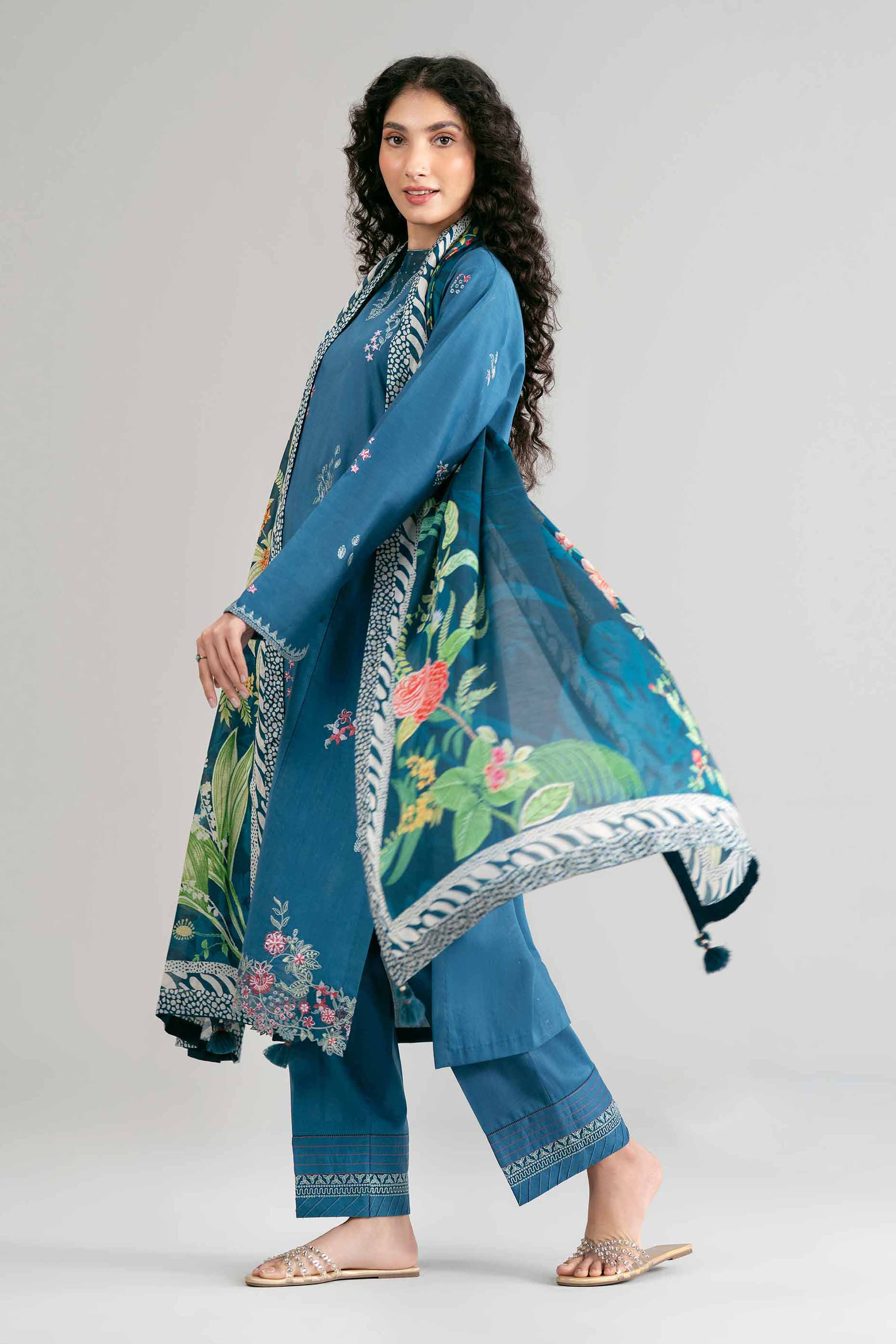 3 Piece - Digital Printed Embroidered Suit - 42601533