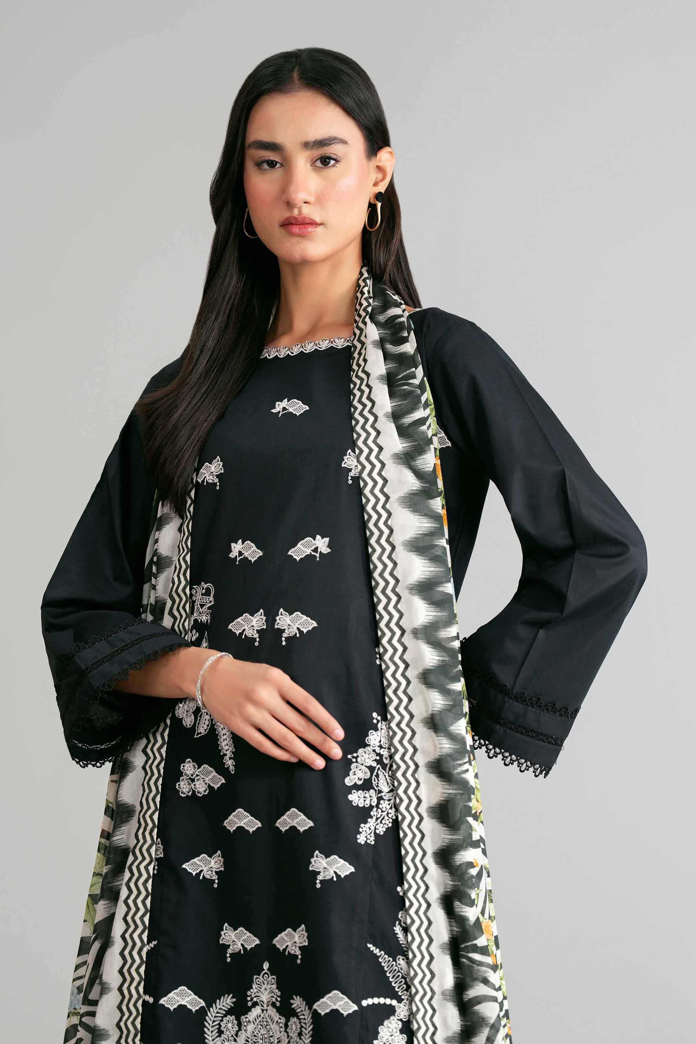 3 Piece - Printed Embroidered Suit - 42601535