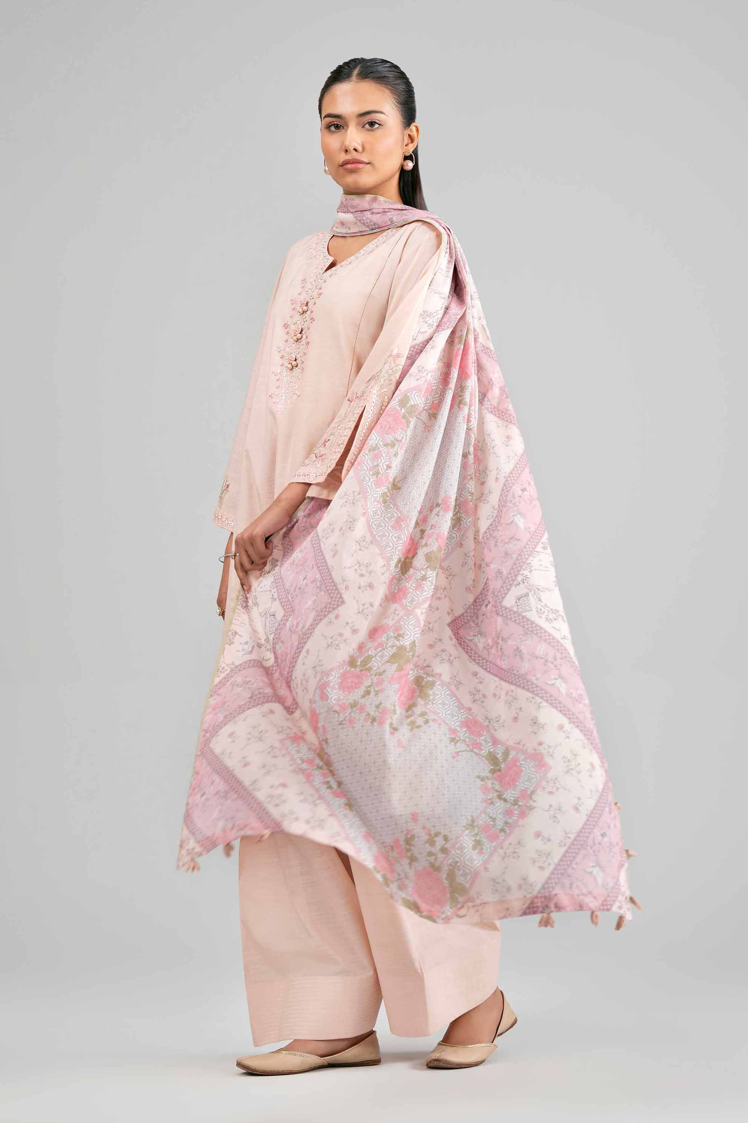 3 Piece - Printed Embroidered Suit - 42601538