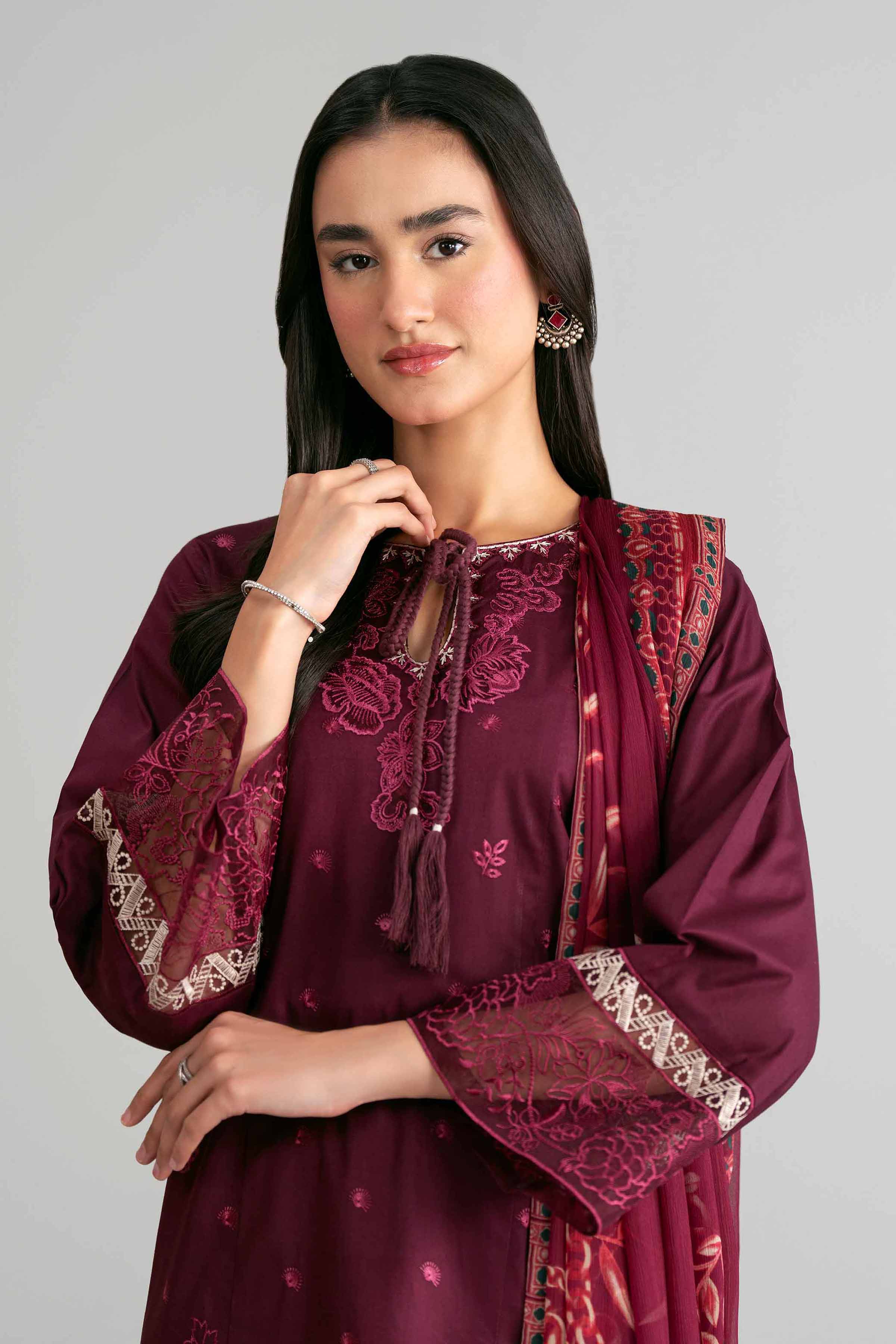 3 Piece - Digital Printed Embroidered Suit - 42601546