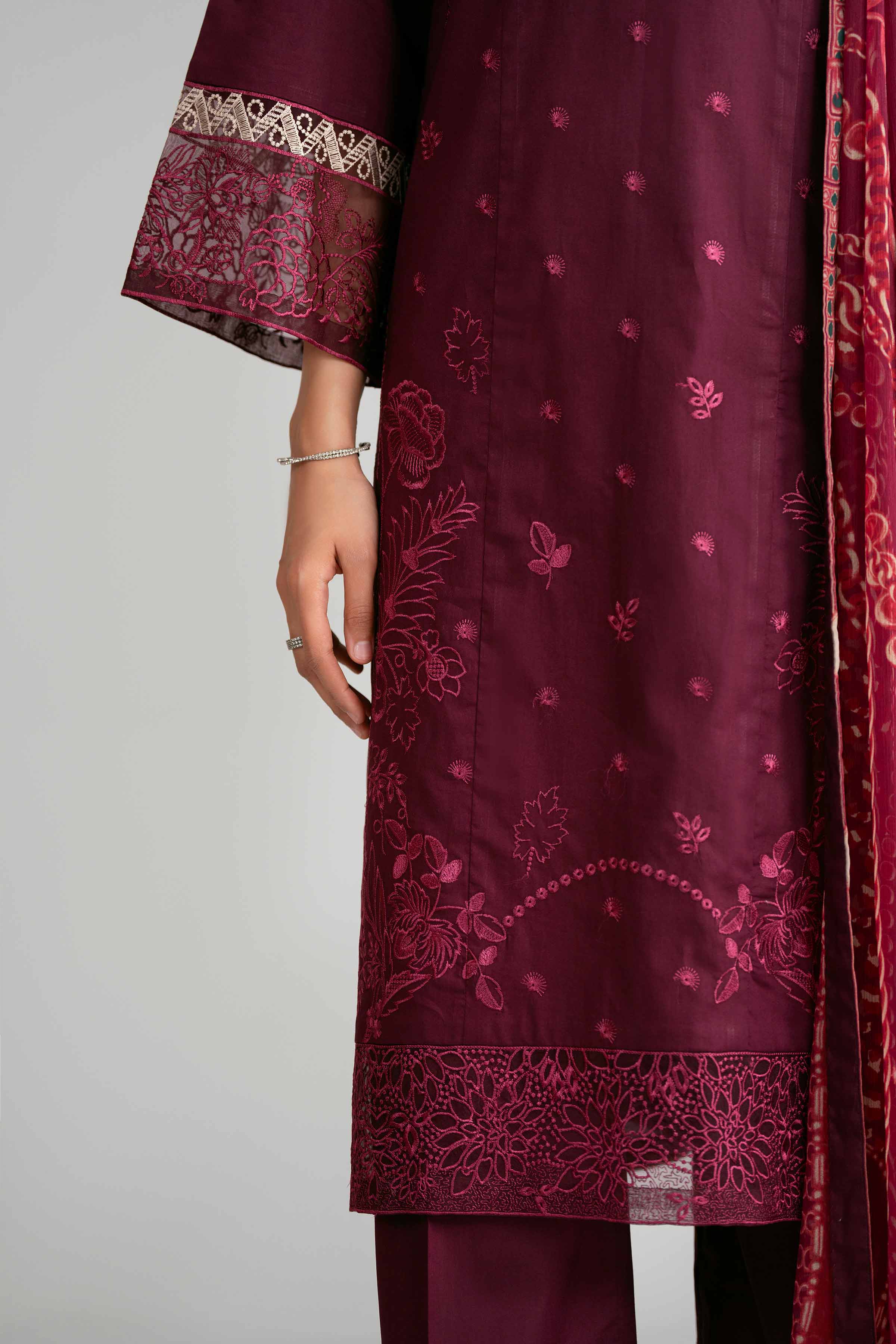 3 Piece - Digital Printed Embroidered Suit - 42601546