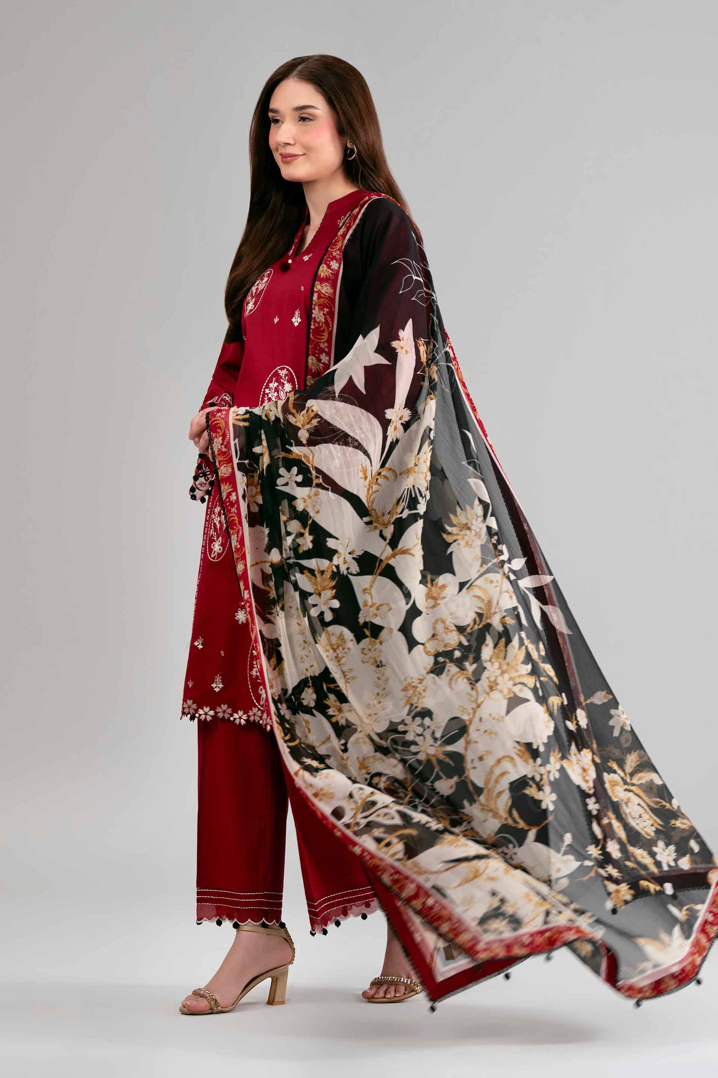 3 Piece - Digital Printed Embroidered Suit - 42601550