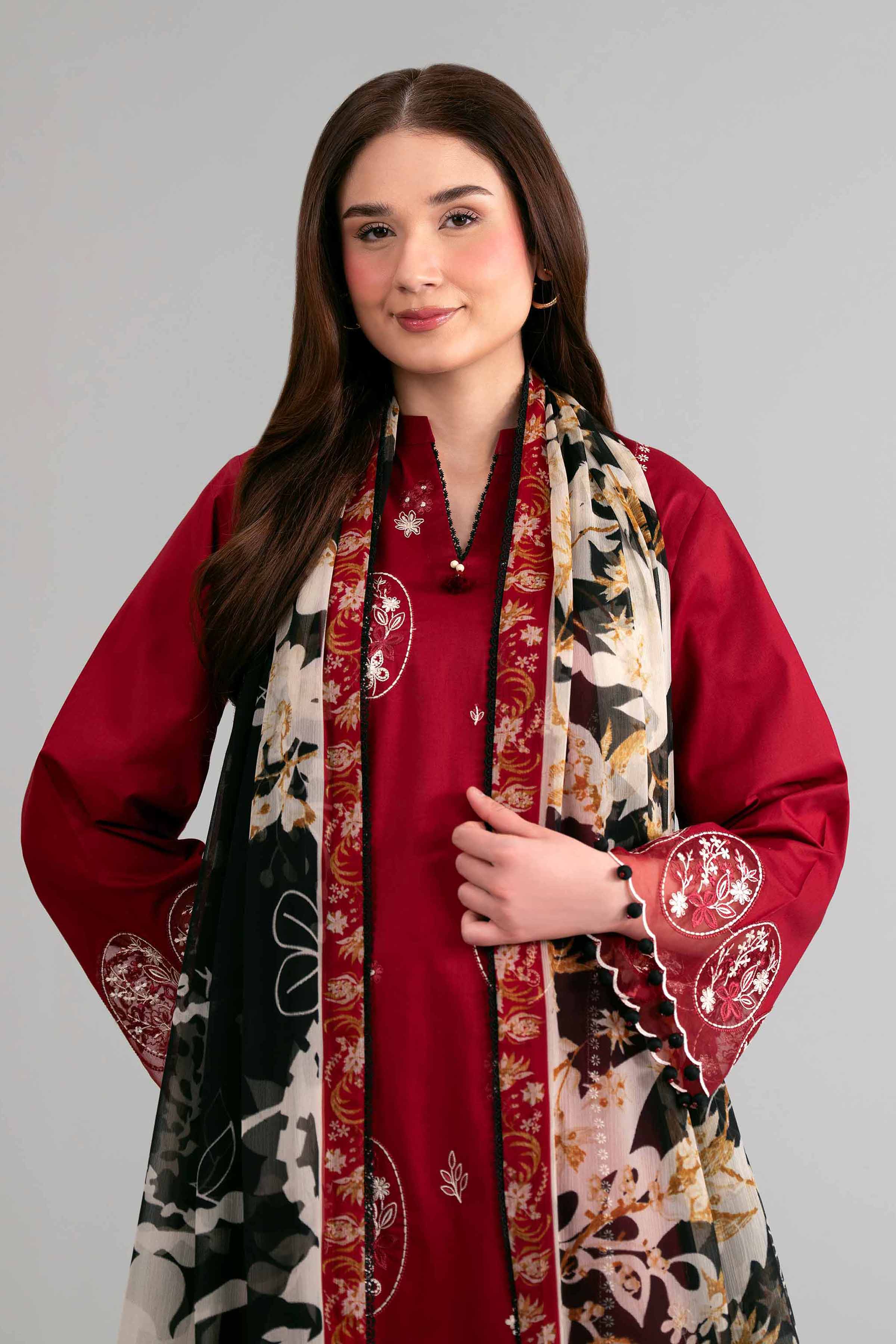 3 Piece - Digital Printed Embroidered Suit - 42601550