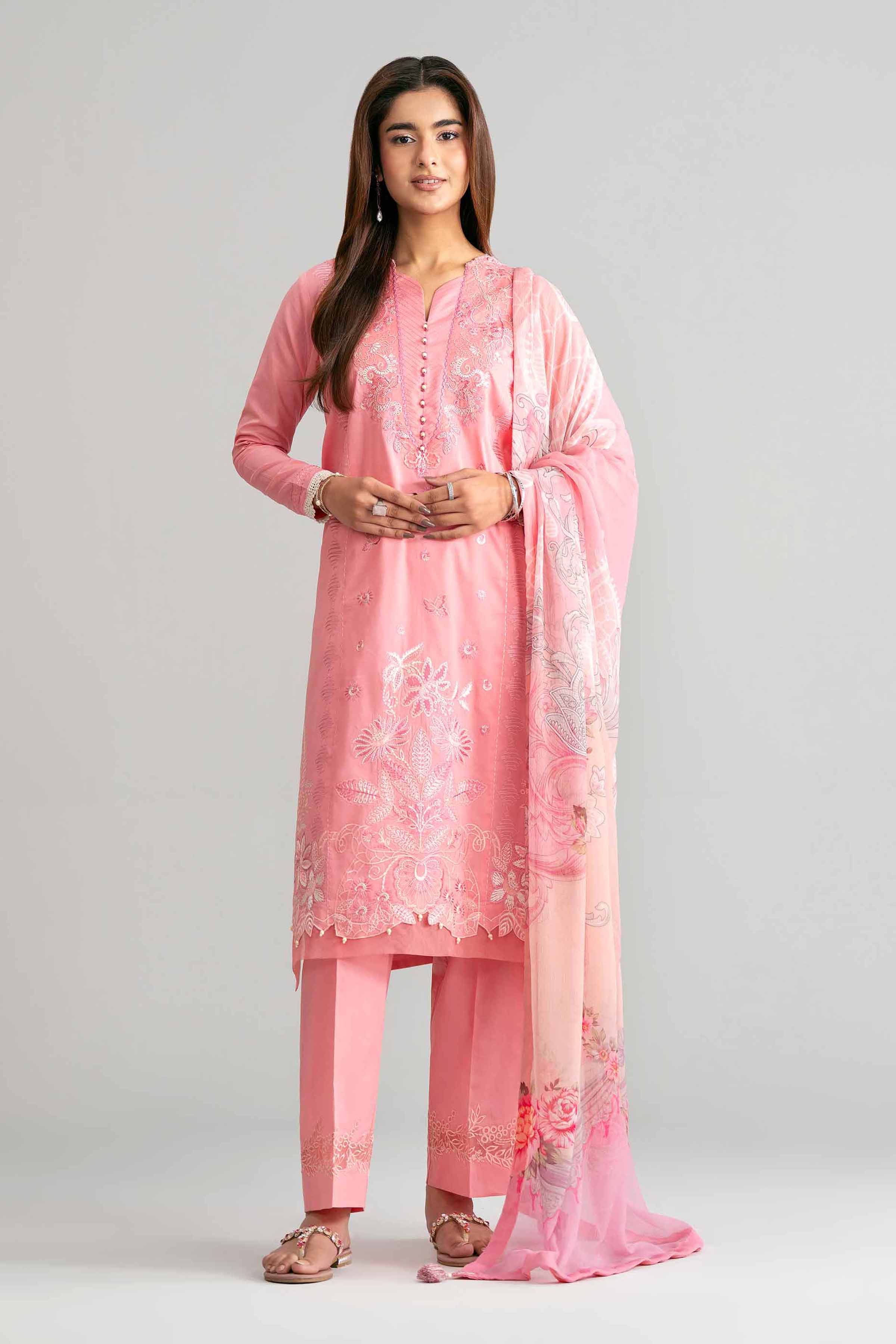 3 Piece - Digital Printed Embroidered Suit - 42601551