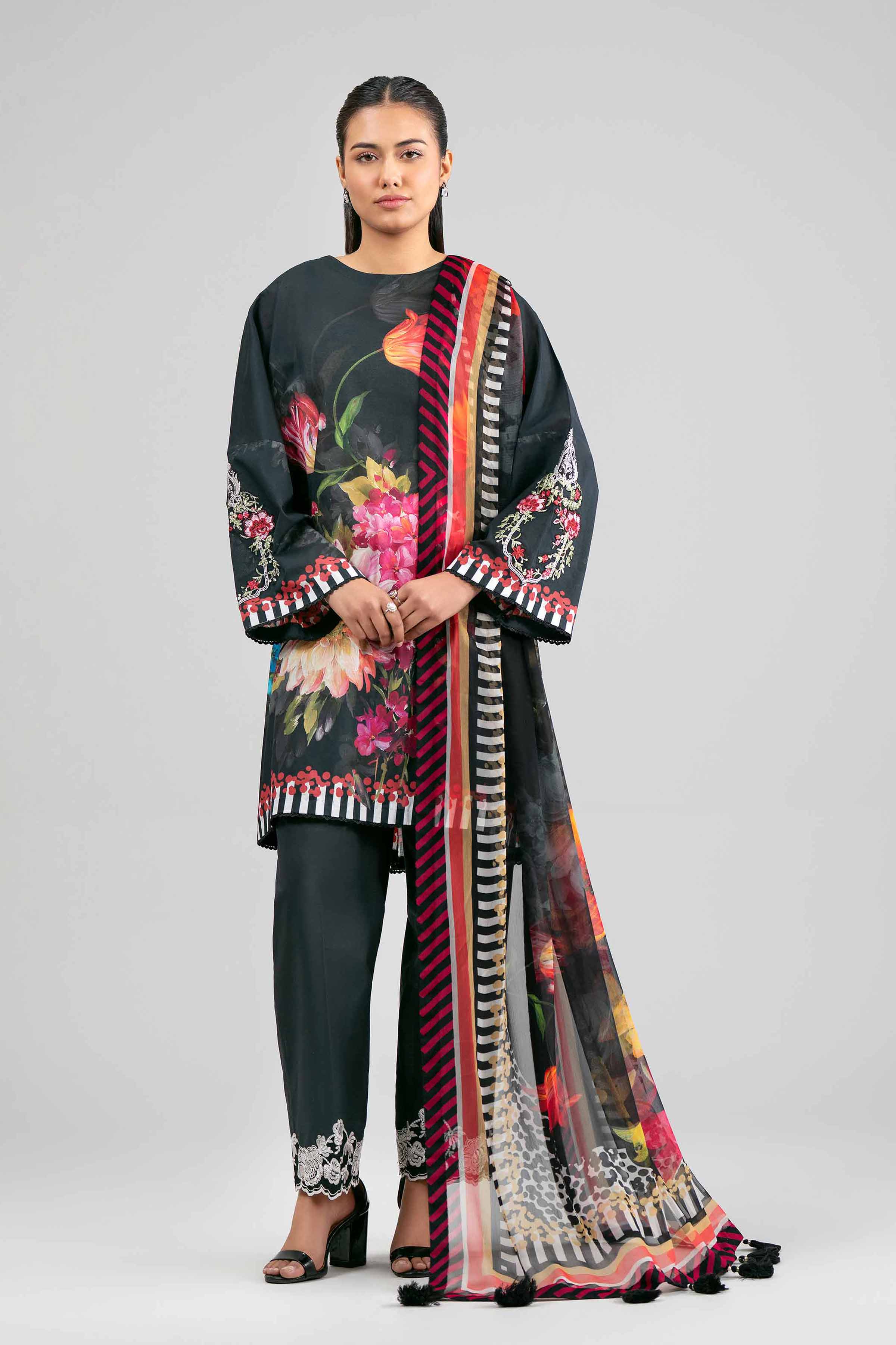 3 Piece - Digital Printed Embroidered Suit - 42601555