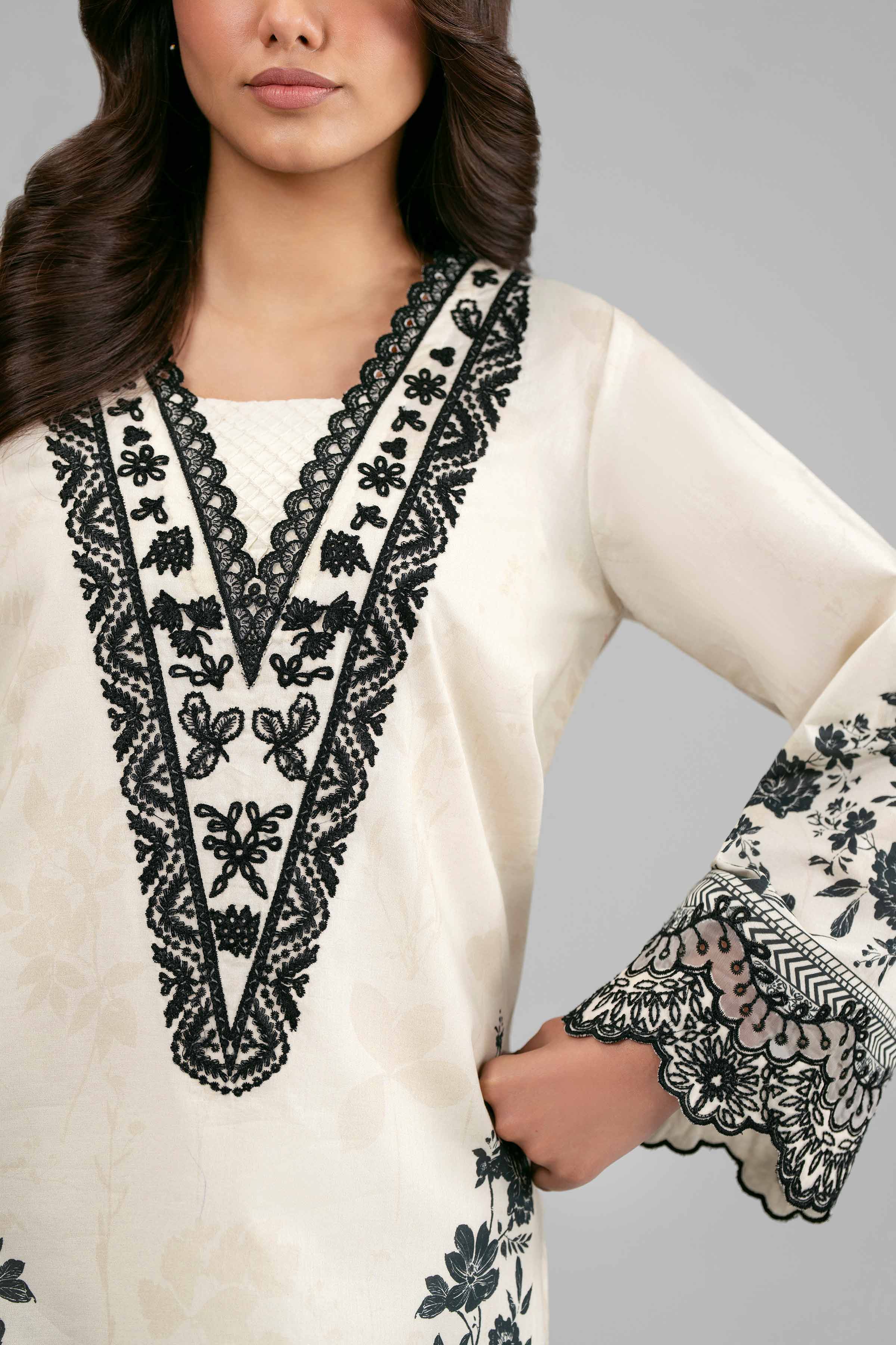 3 Piece - Digital Printed Embroidered Suit - 42601557