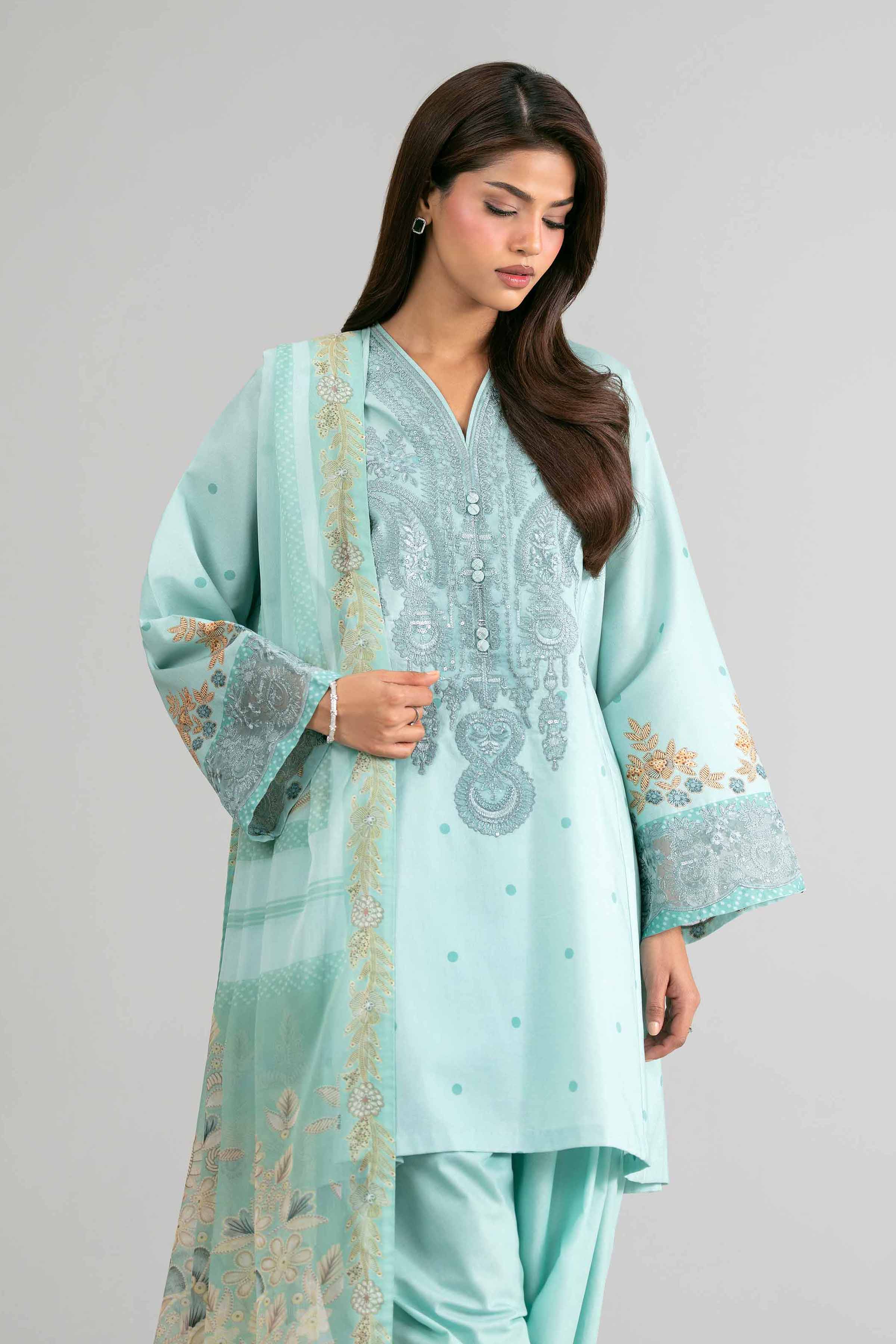 2 Piece - Digital Printed Embroidered Suit - 42601587