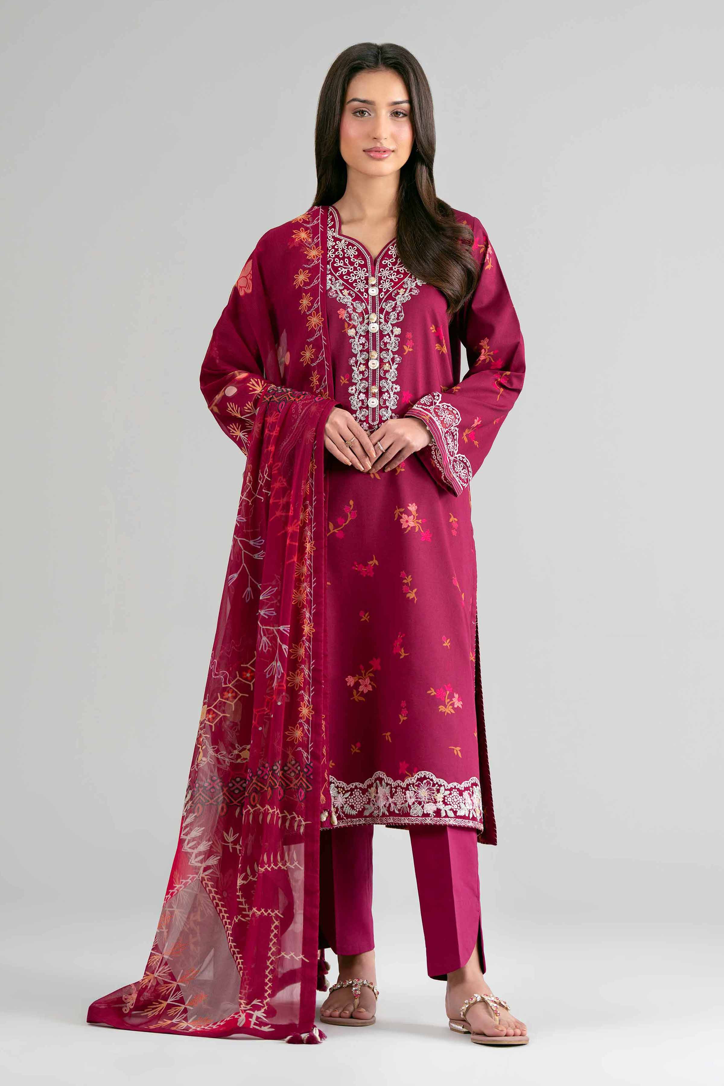 2 Piece - Digital Printed Embroidered Suit - 42601591