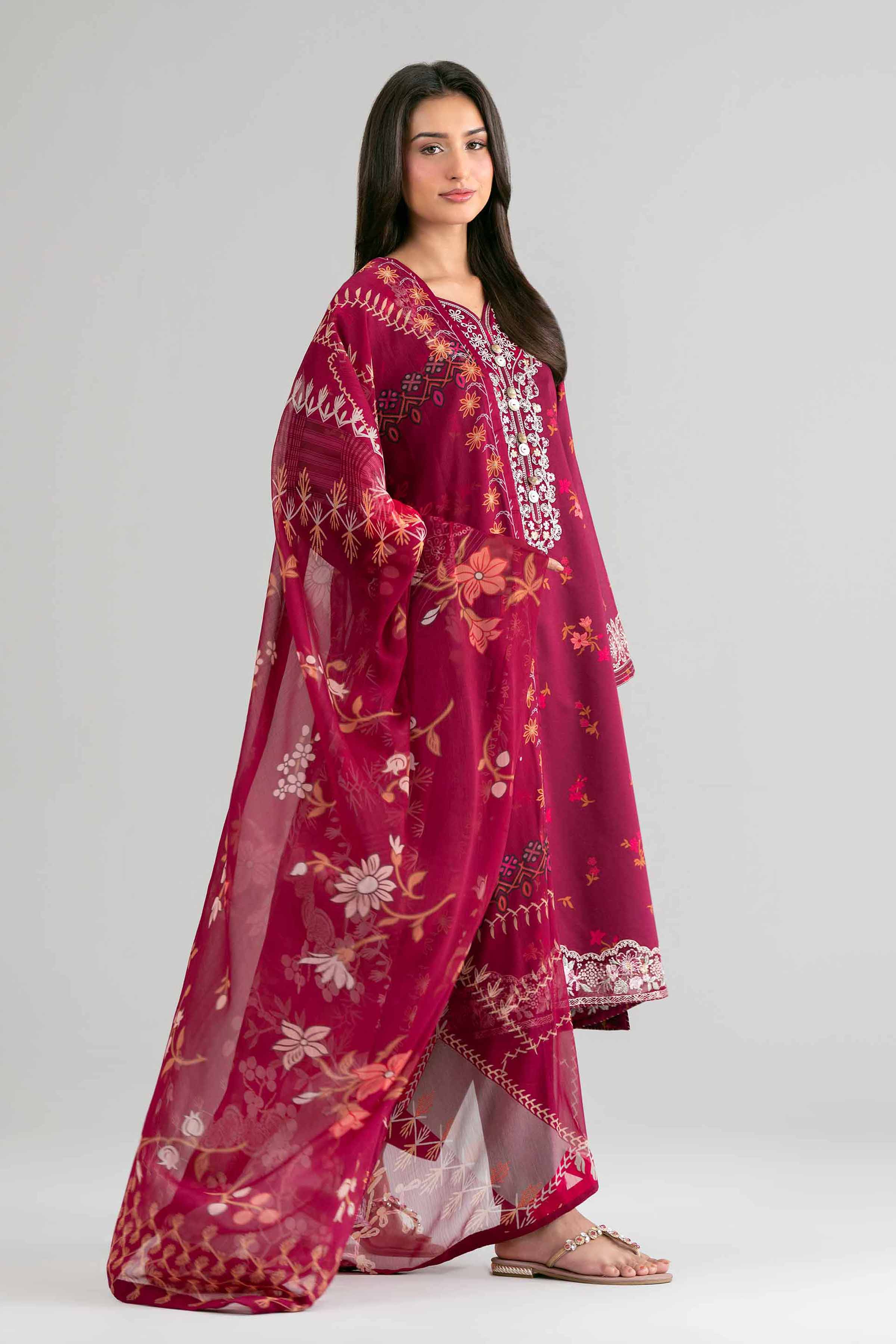 2 Piece - Digital Printed Embroidered Suit - 42601591