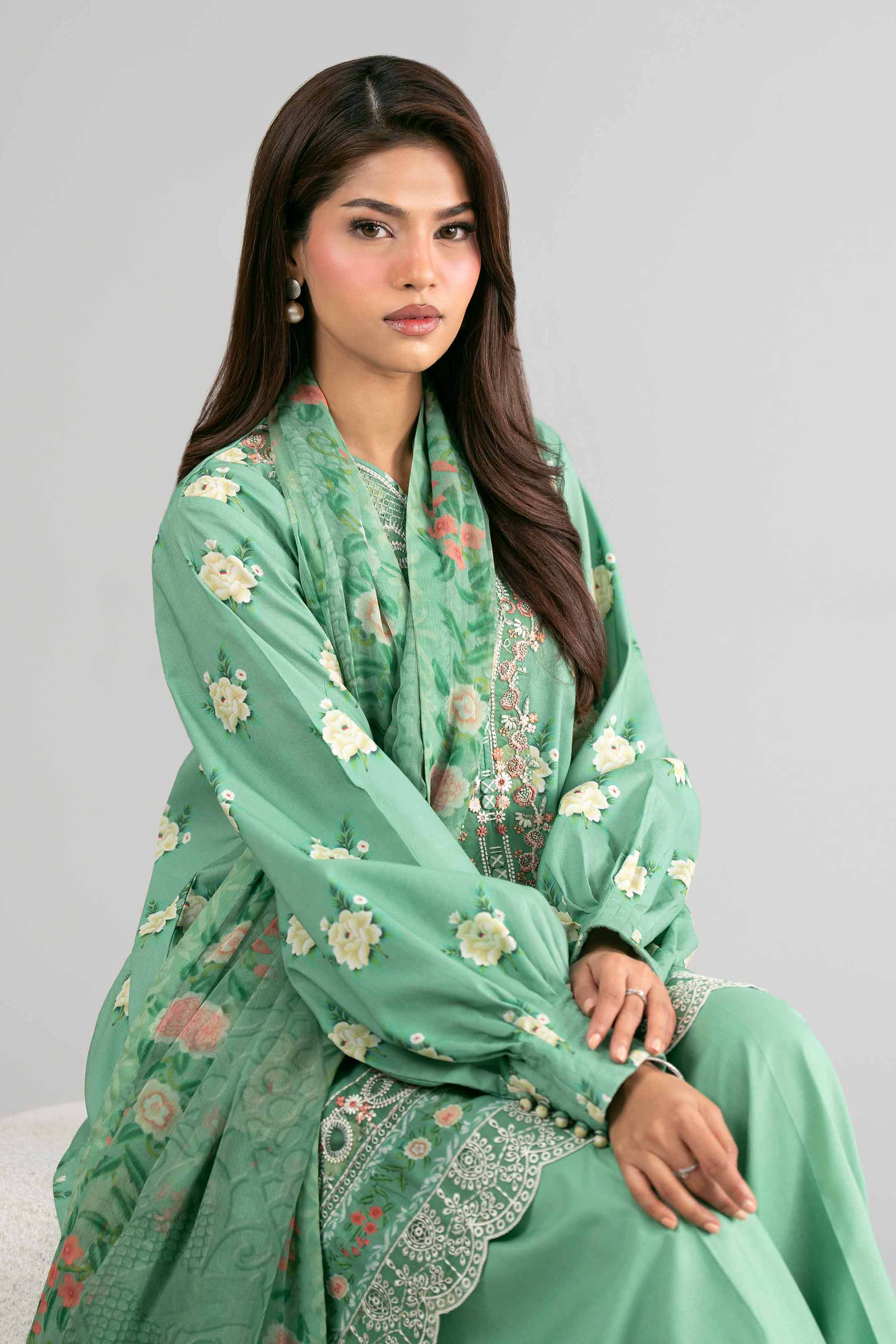 2 Piece - Digital Printed Embroidered Suit - 42601593