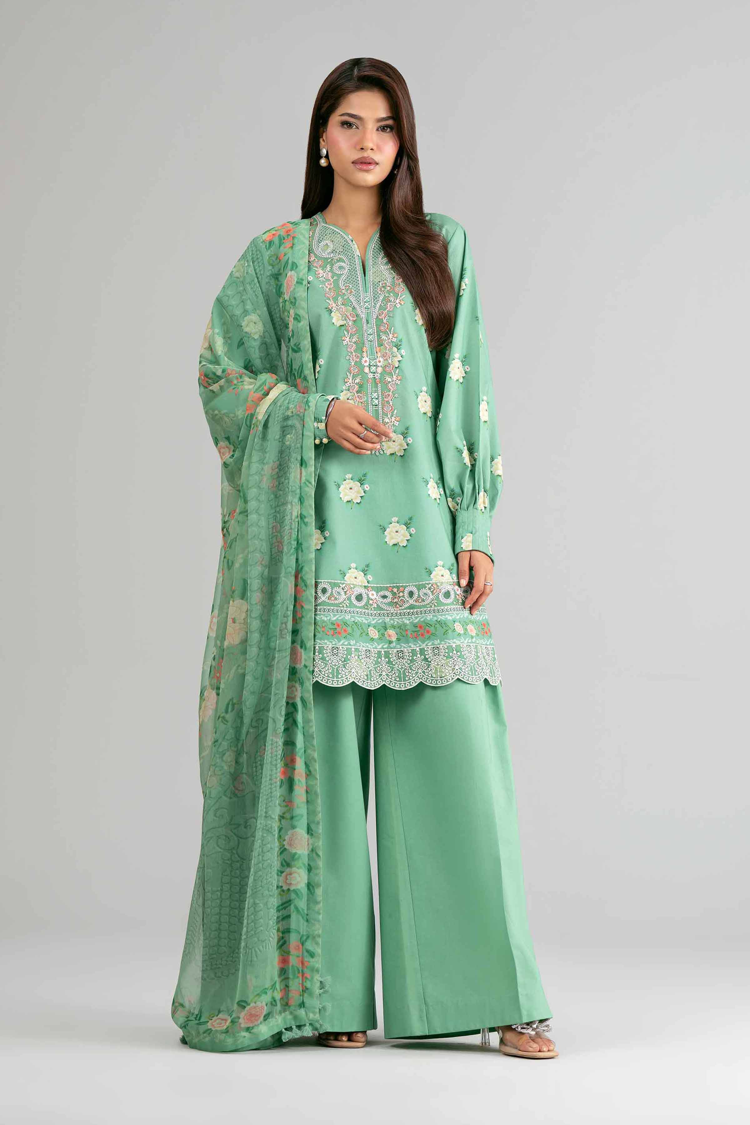 2 Piece - Digital Printed Embroidered Suit - 42601593