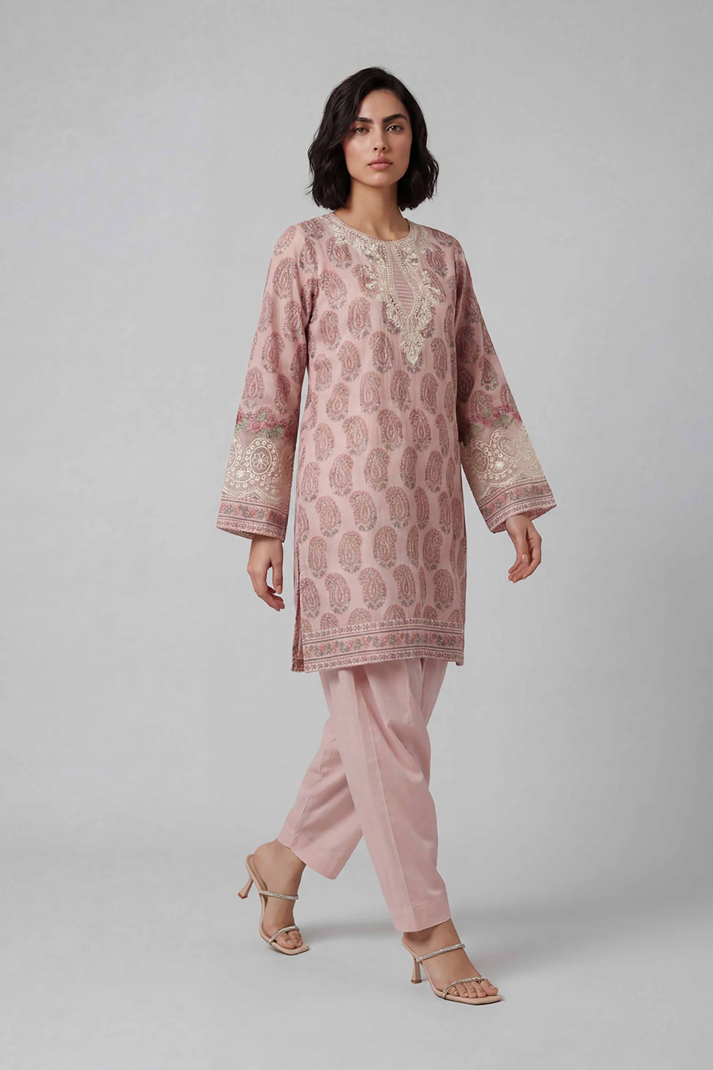 2 Piece - Printed Embroidered Suit - 42601661