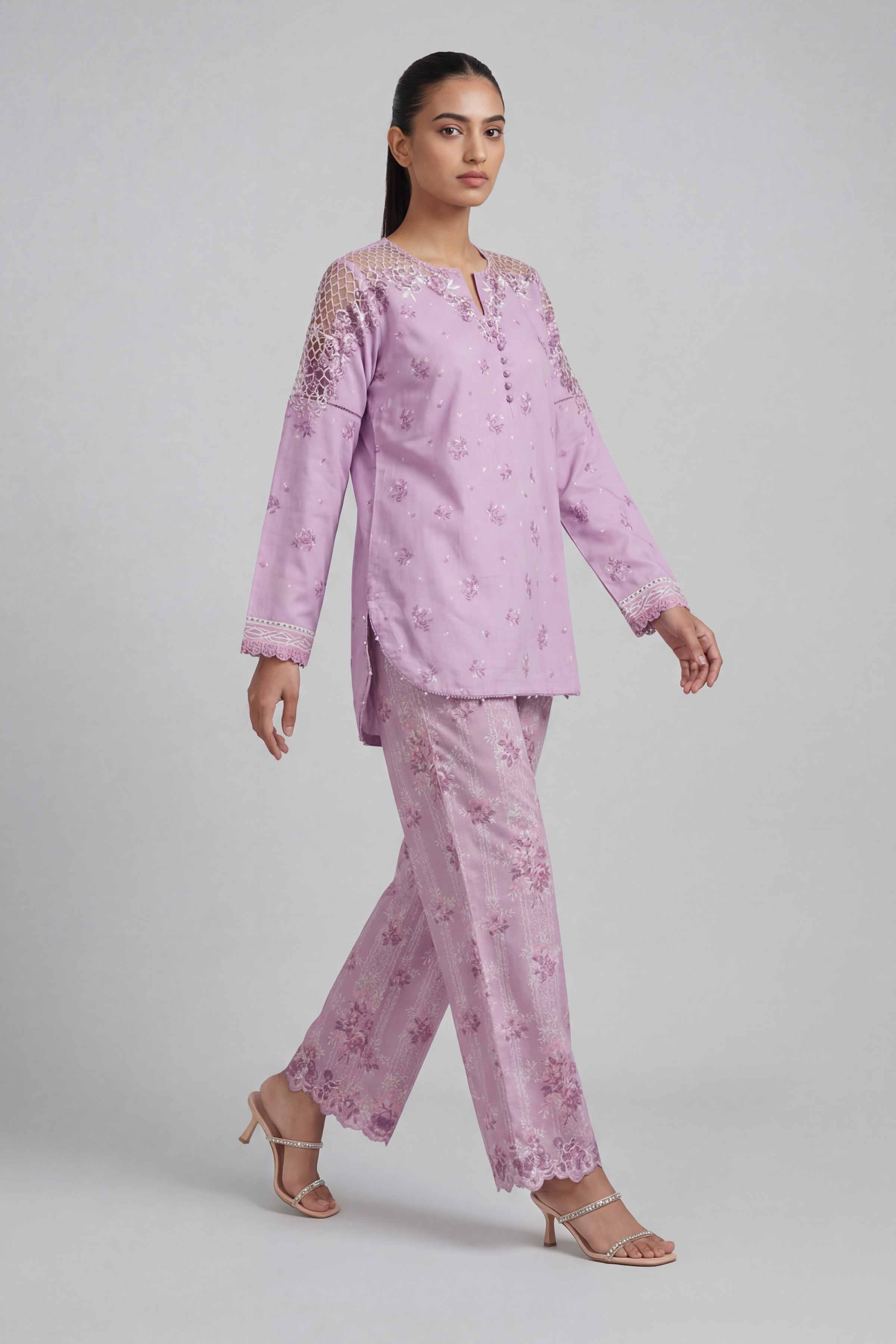2 Piece - Printed Embroidered Suit - 42601666