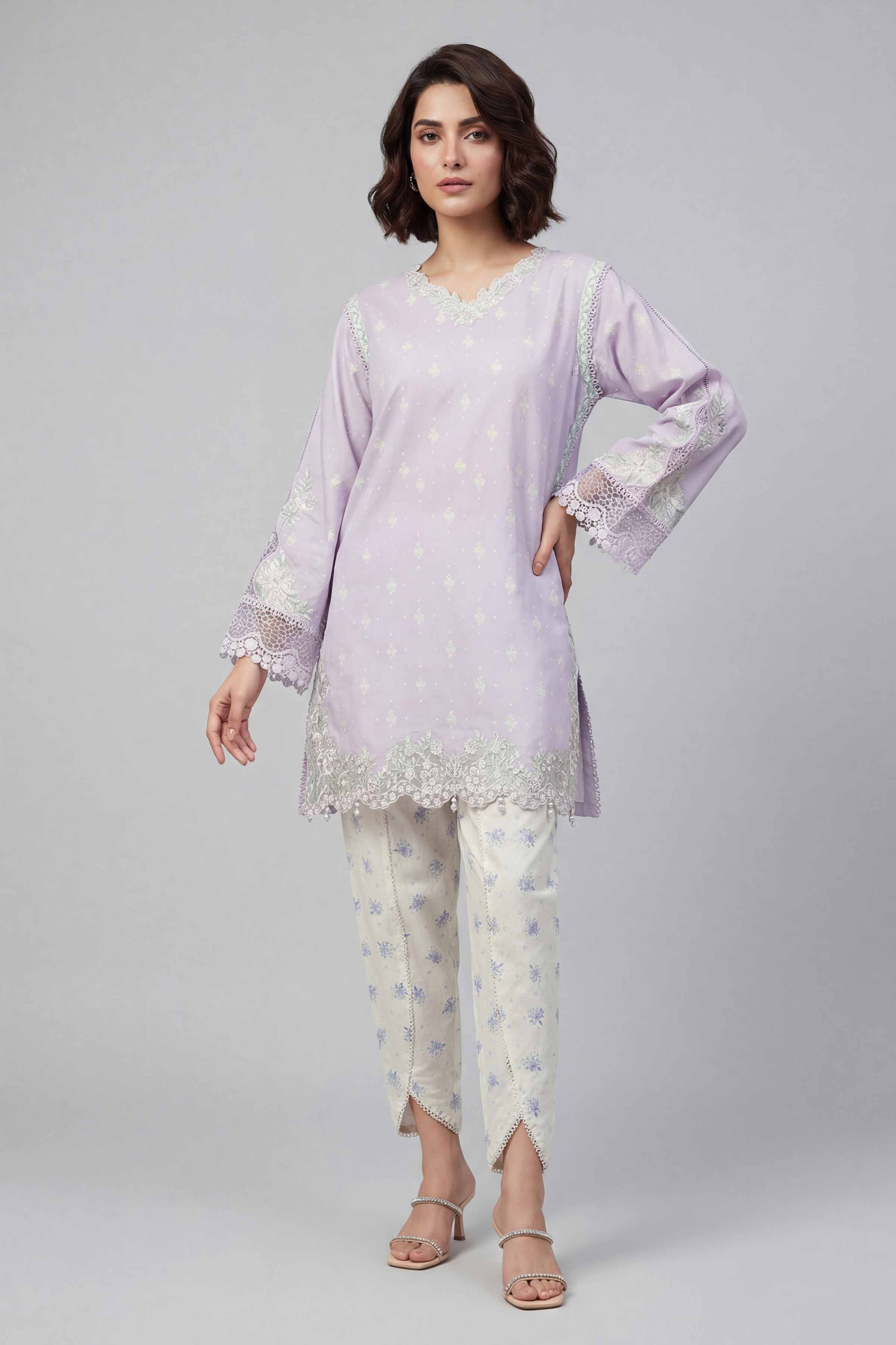 2 Piece - Printed Embroidered Suit - 42601667