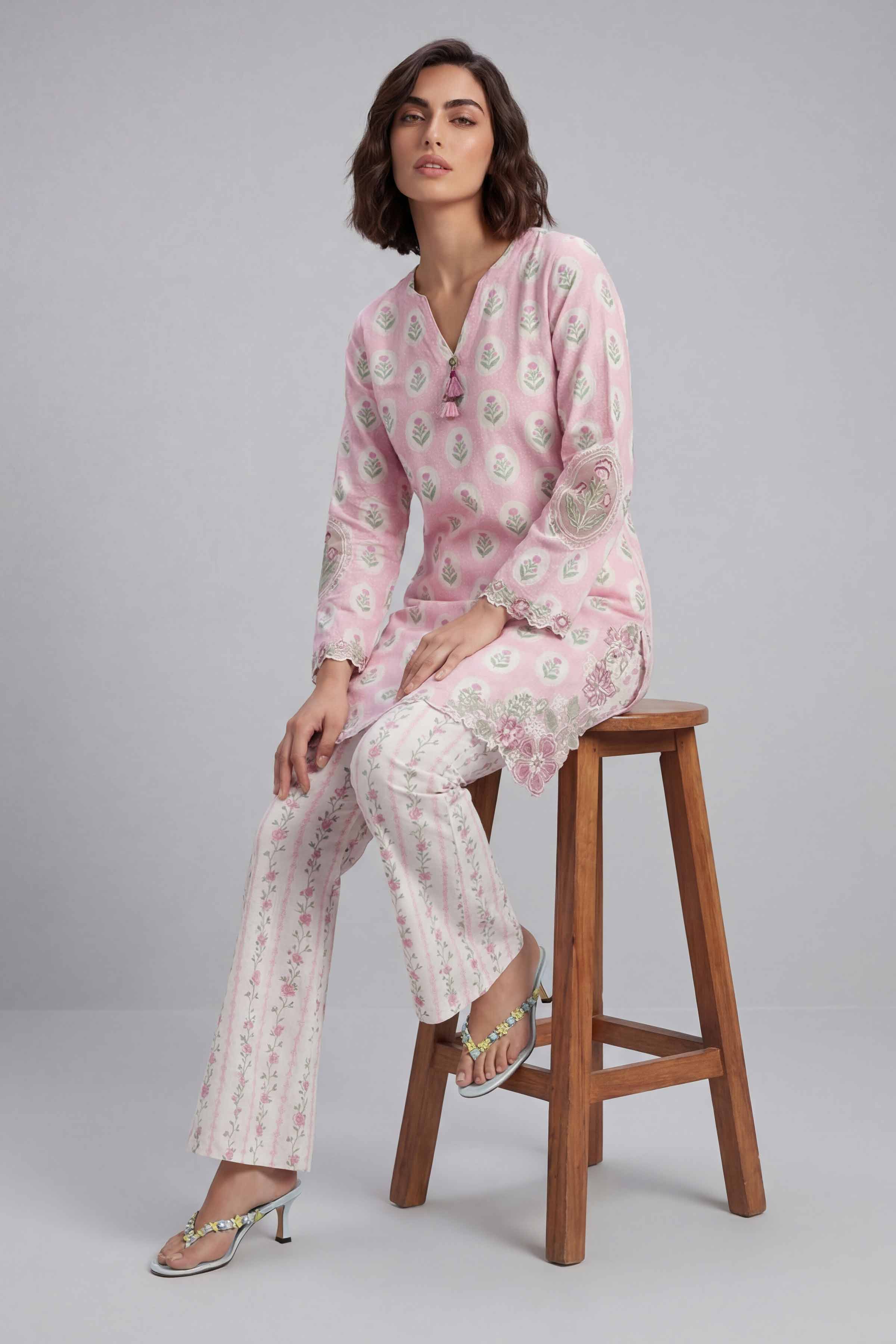 2 Piece - Printed Embroidered Suit - 42601673