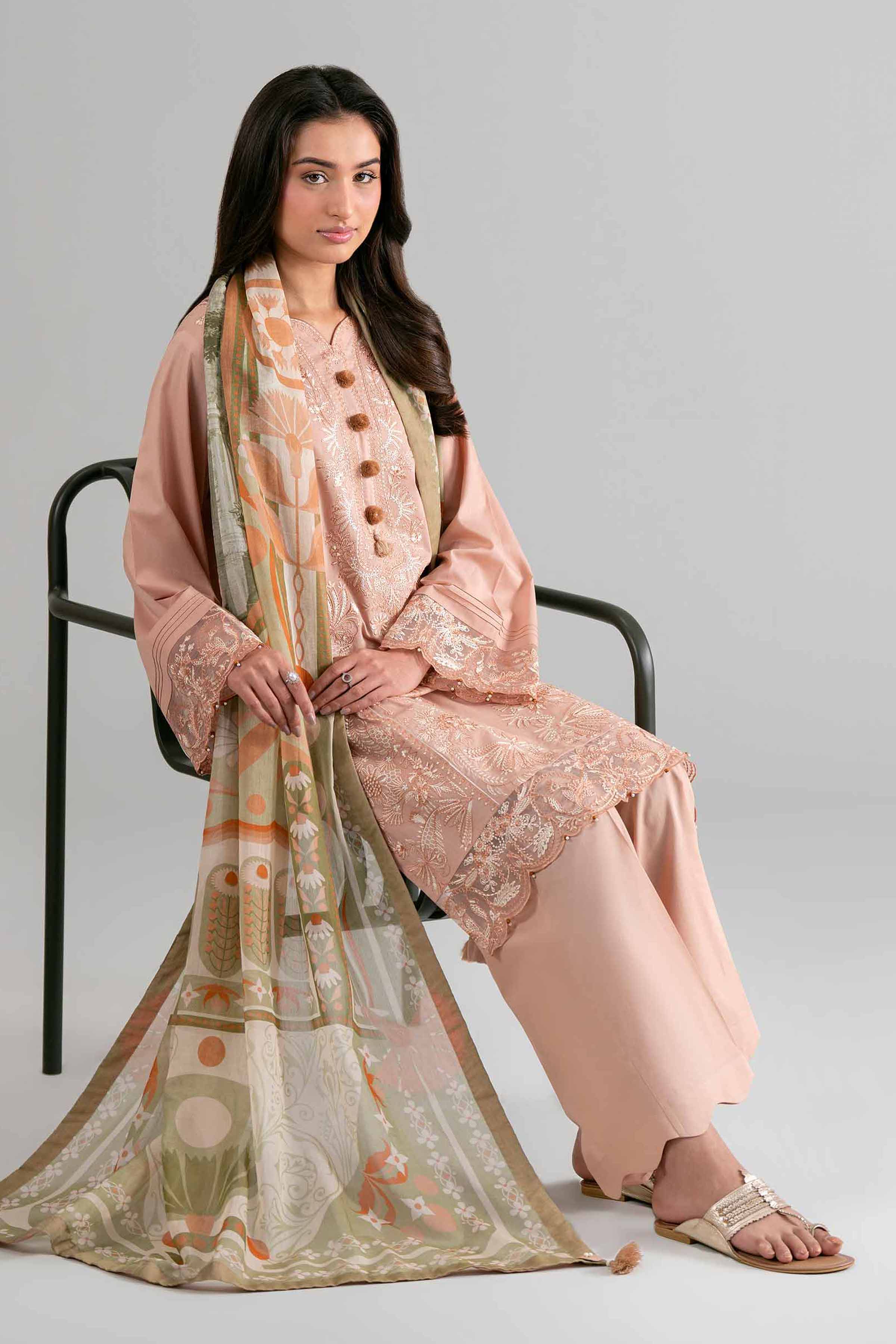 3 Piece - Digital Printed Embroidered Suit - 42601705