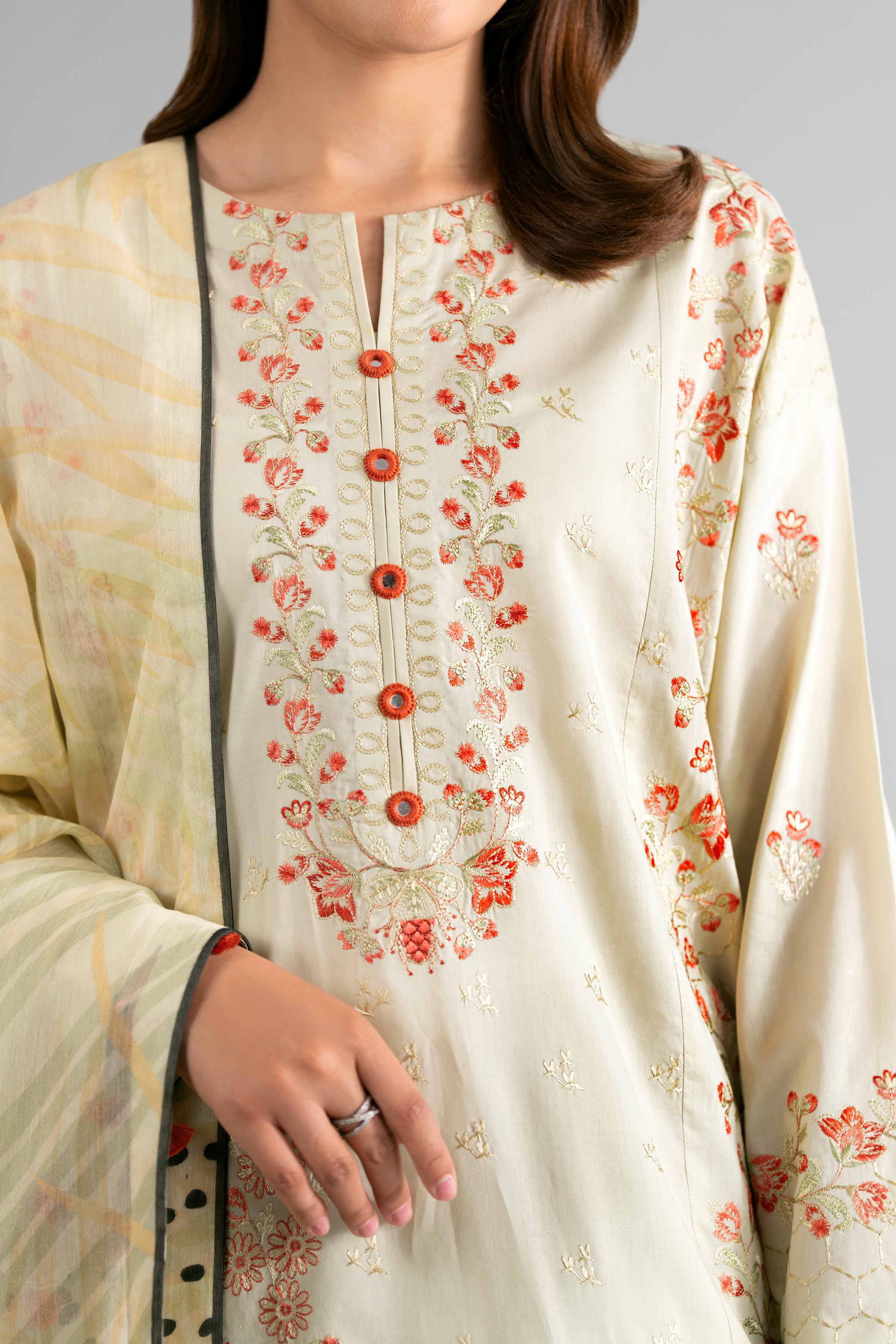 3 Piece - Digital Printed Embroidered Suit - 42601708