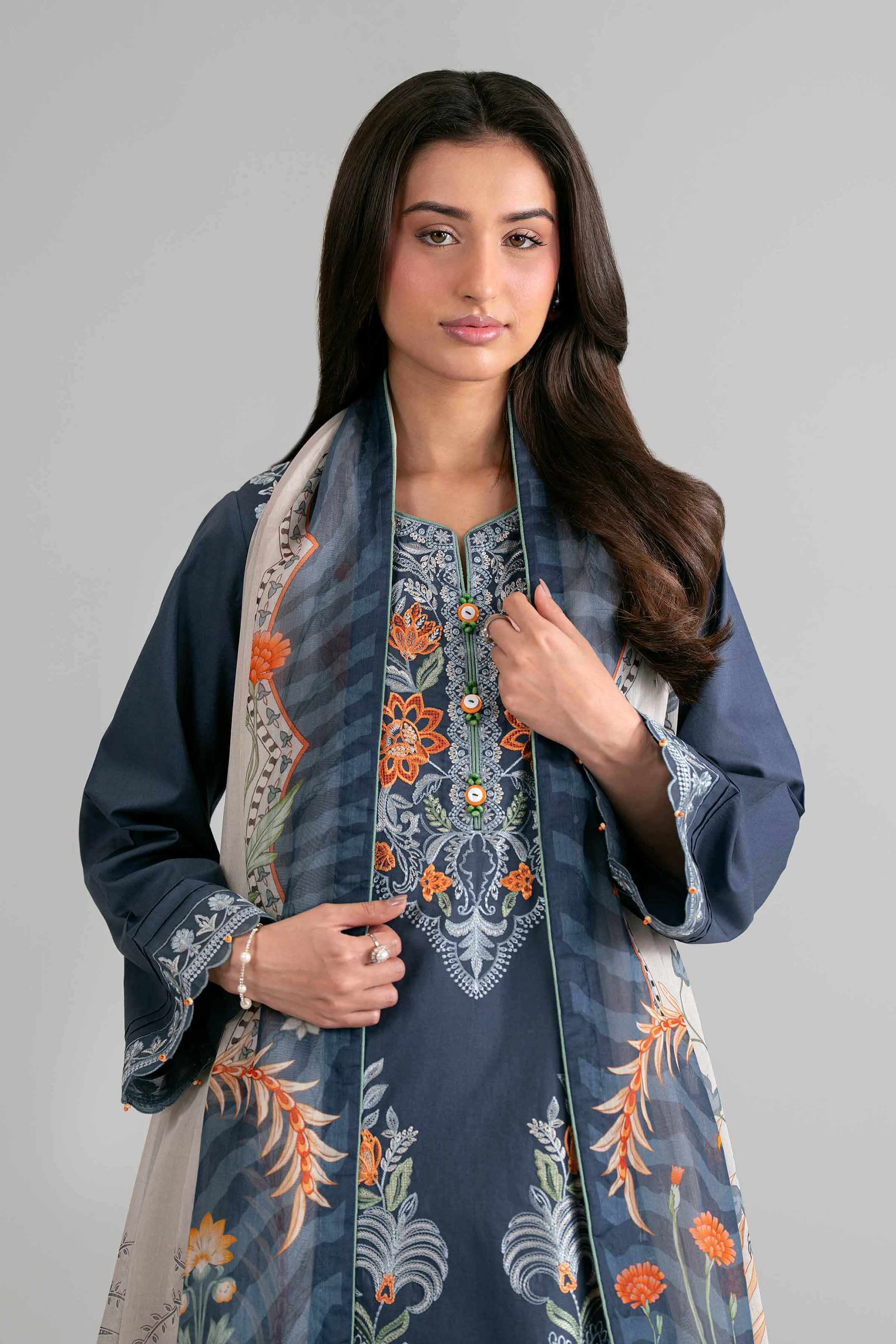 3 Piece - Digital Printed Embroidered Suit - 42601710