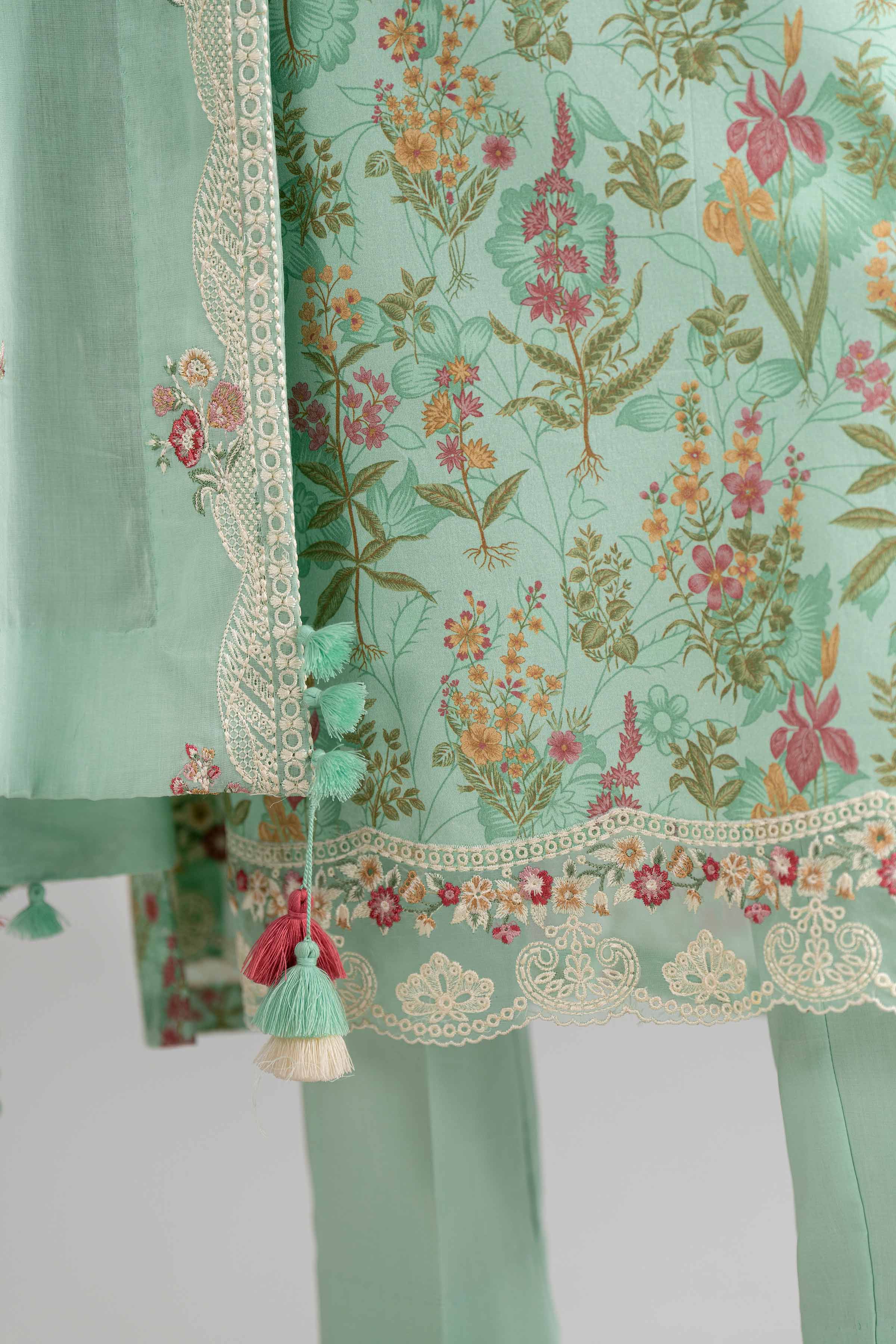 3 Piece - Printed Embroidered Suit - 42601721