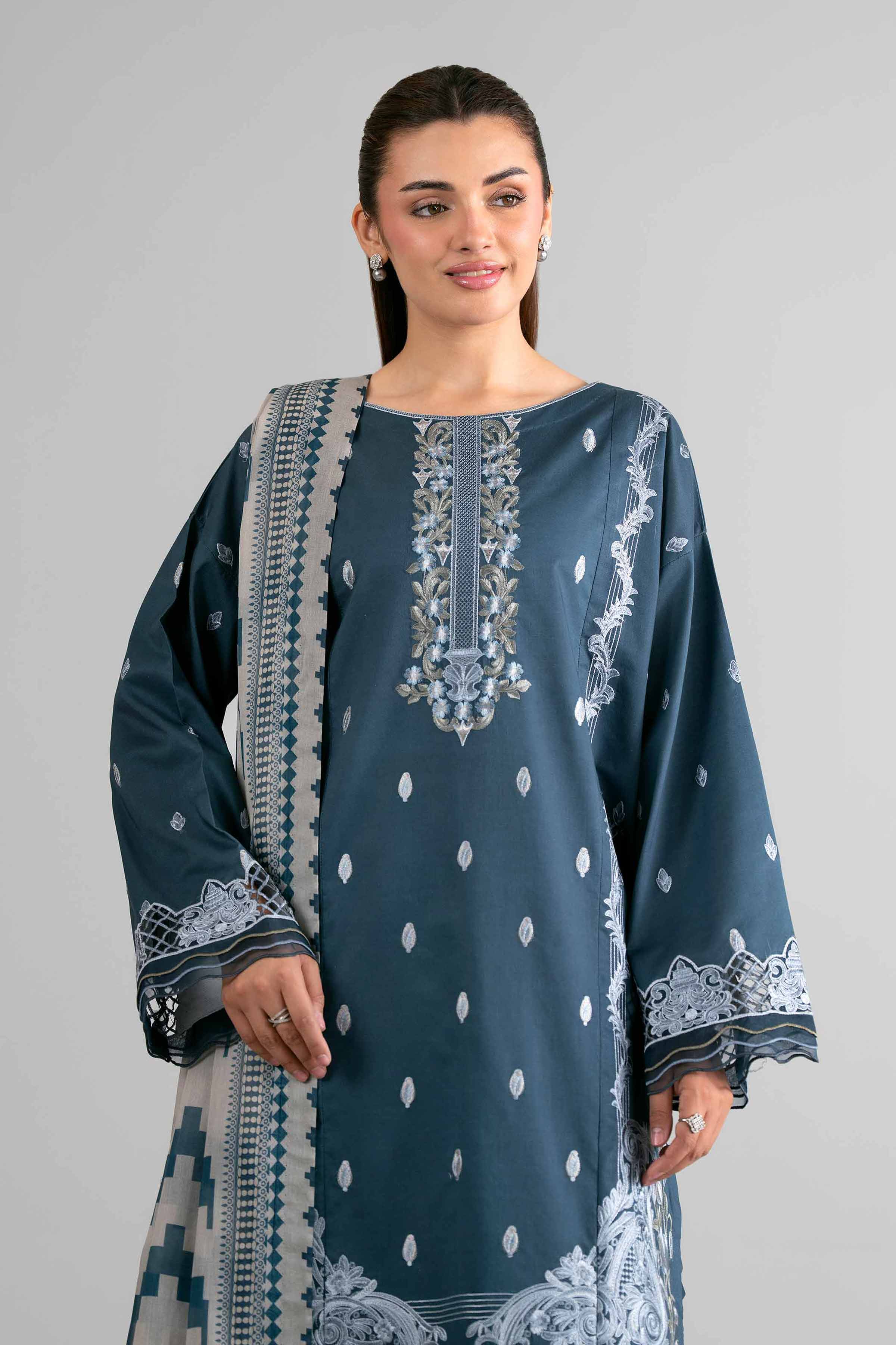 3 Piece - Digital Printed Embroidered Suit - 42601731