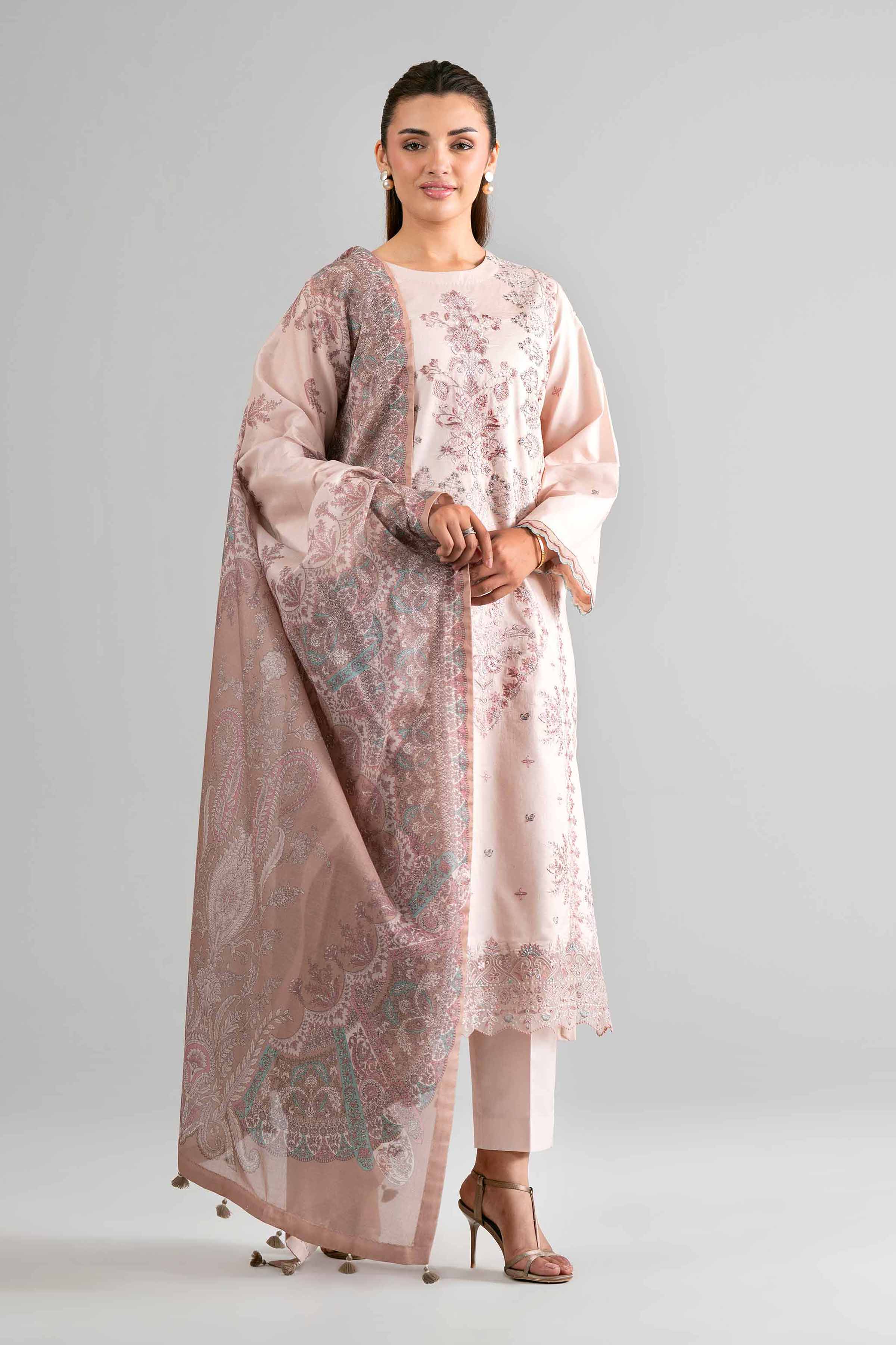 3 Piece - Digital Printed Embroidered Suit - 42601732