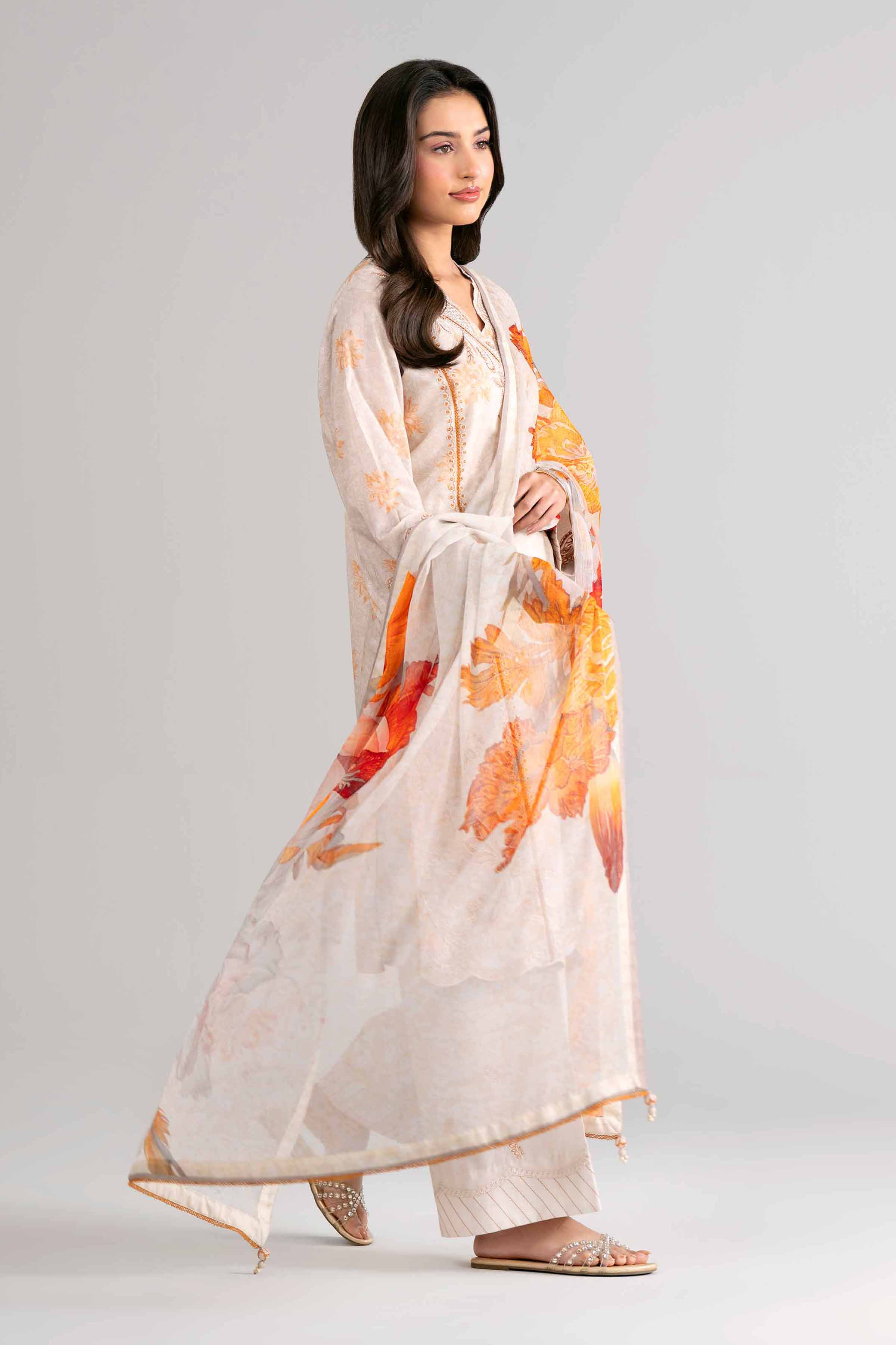 3 Piece - Digital Printed Embroidered Suit - 42601739