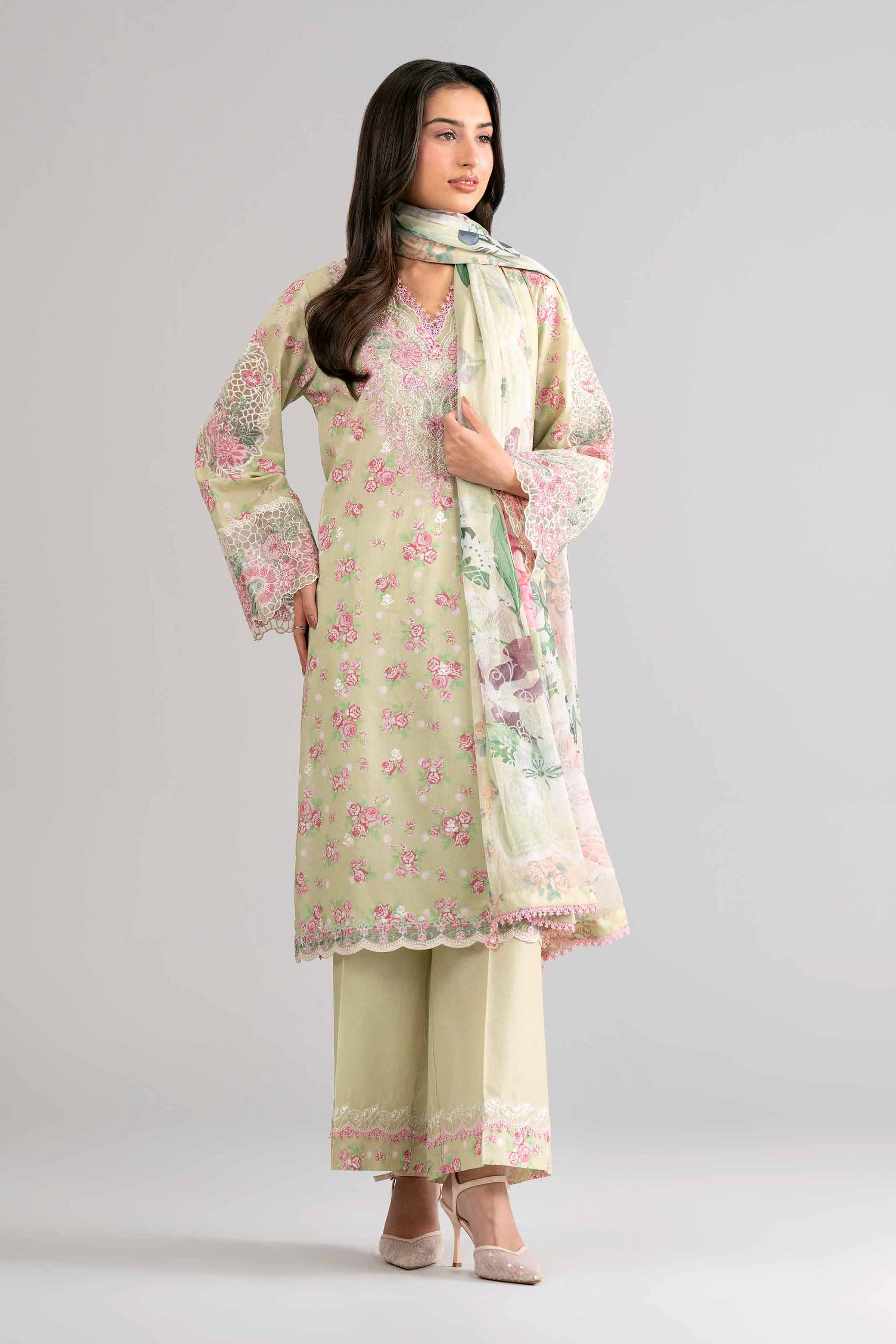 3 Piece - Digital Printed Embroidered Suit - 42601744