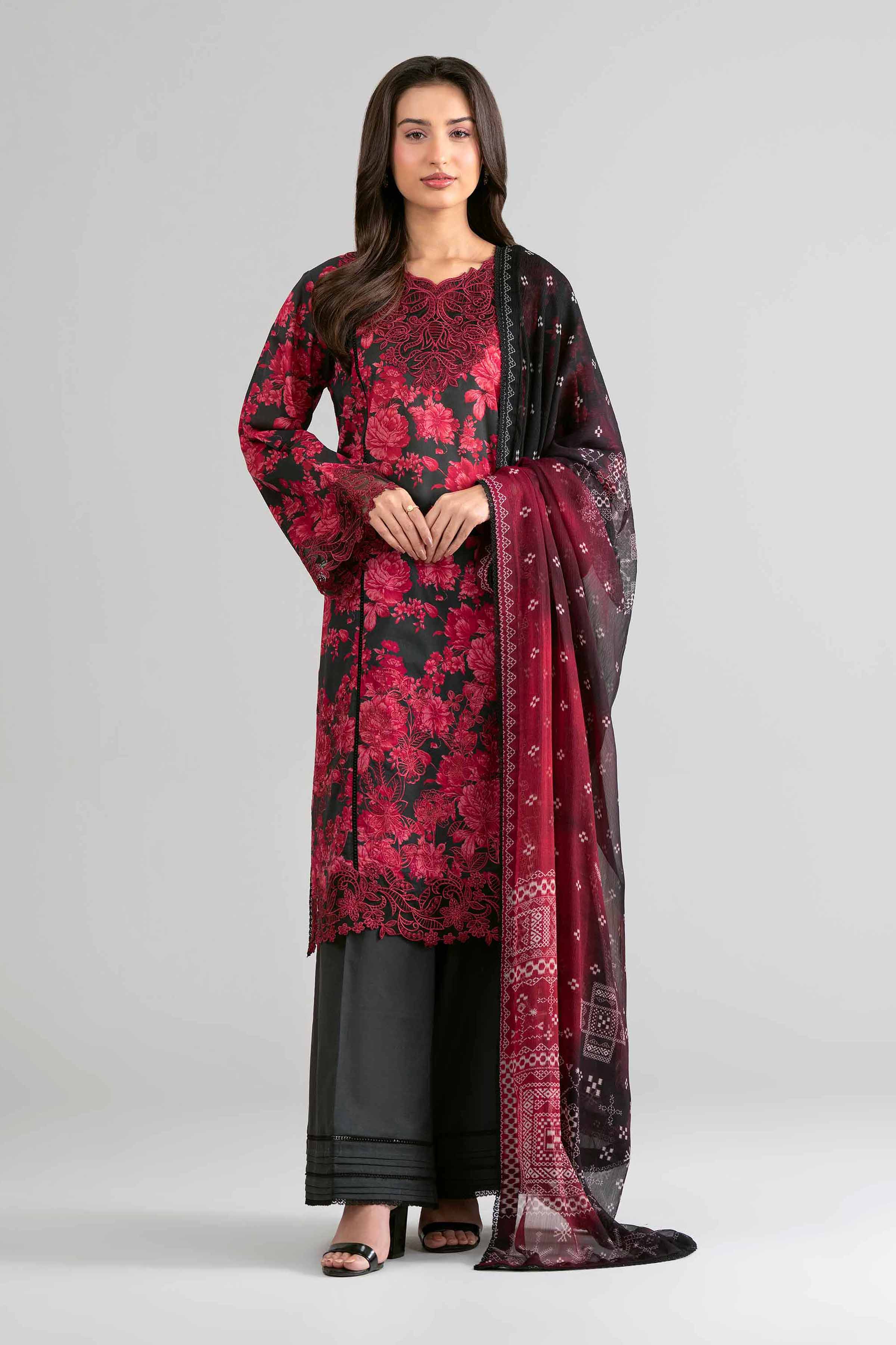 3 Piece - Digital Printed Embroidered Suit - 42601749