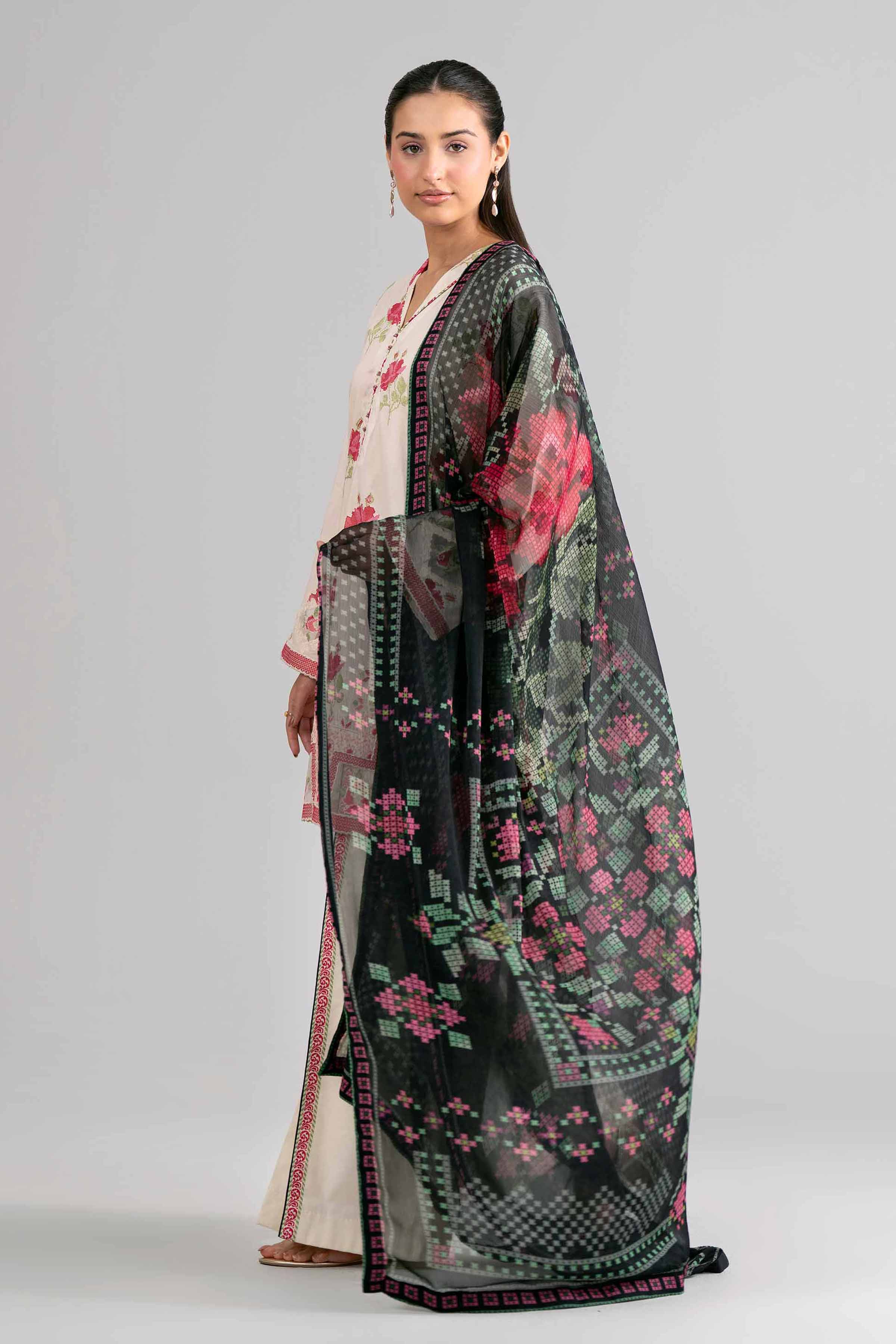3 Piece - Digital Printed Embroidered Suit - 42601753