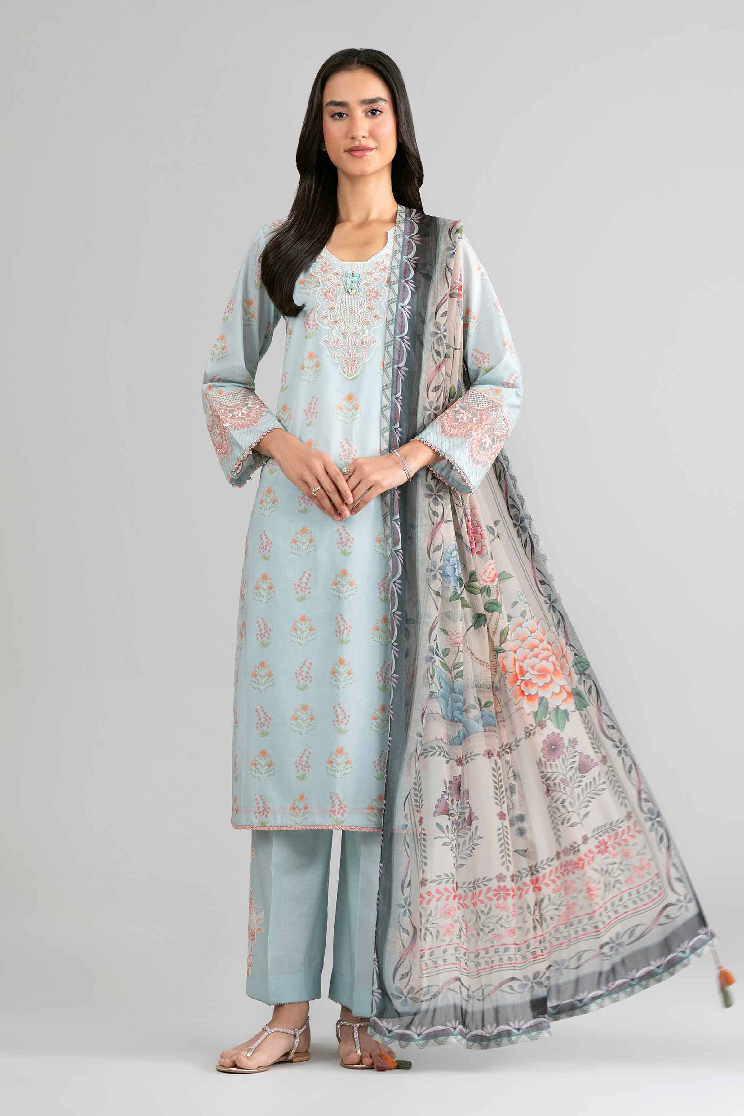 3 Piece - Digital Printed Embroidered Suit - 42601758