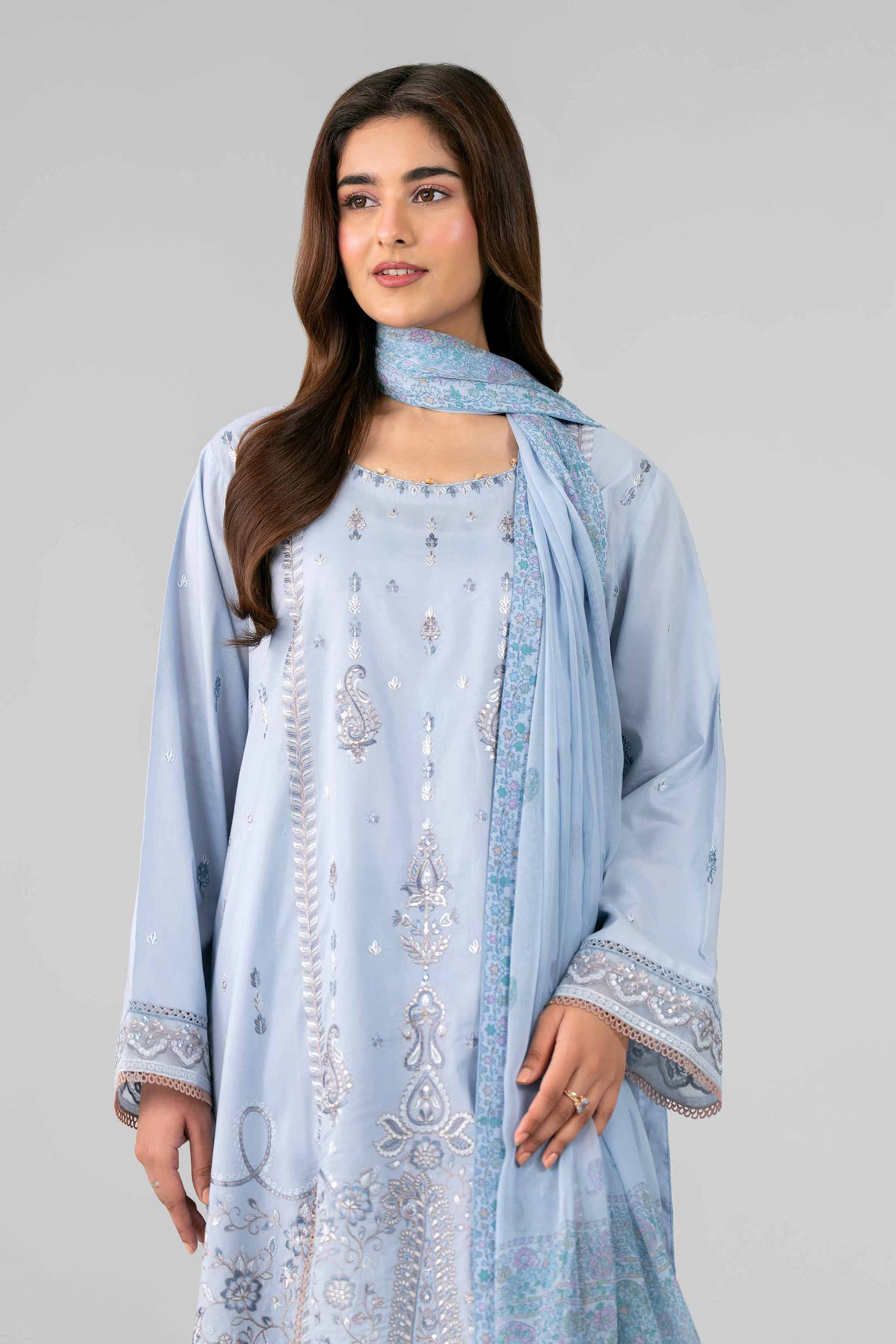 3 Piece - Digital Printed Embroidered Suit - 42601770