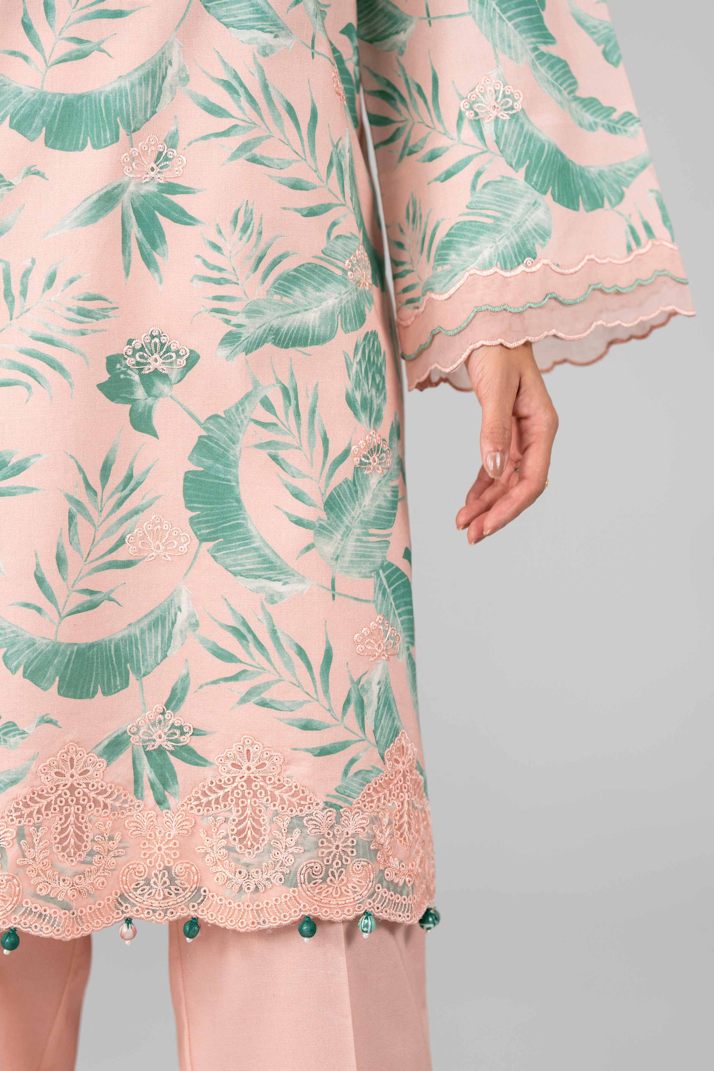 3 Piece - Printed Embroidered Suit - 42601779