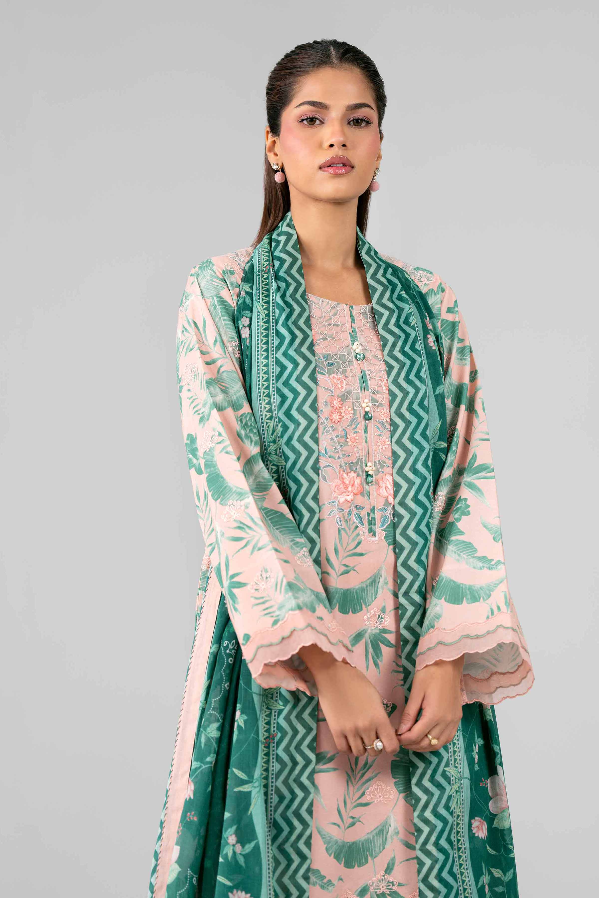 3 Piece - Printed Embroidered Suit - 42601779