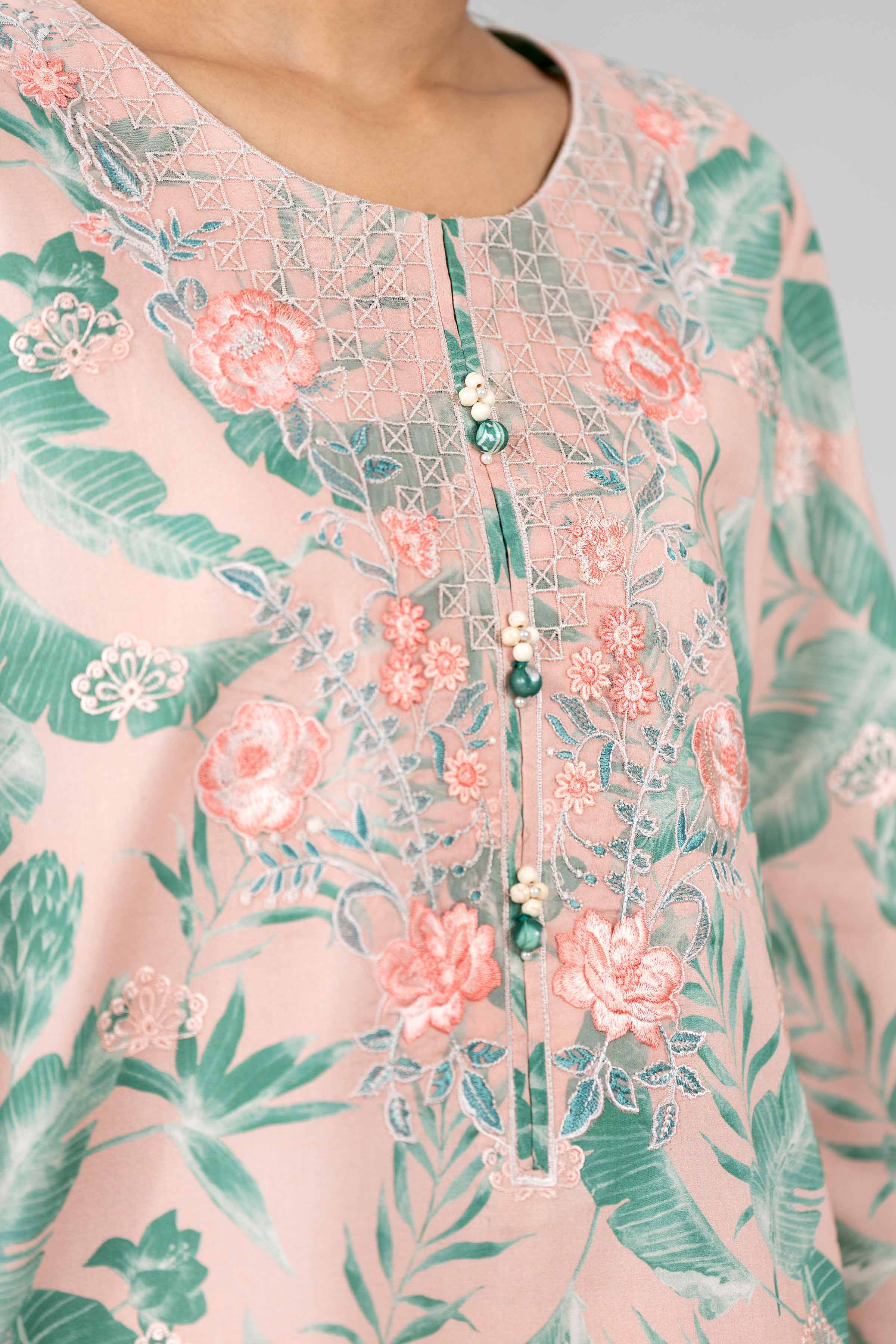 3 Piece - Printed Embroidered Suit - 42601779