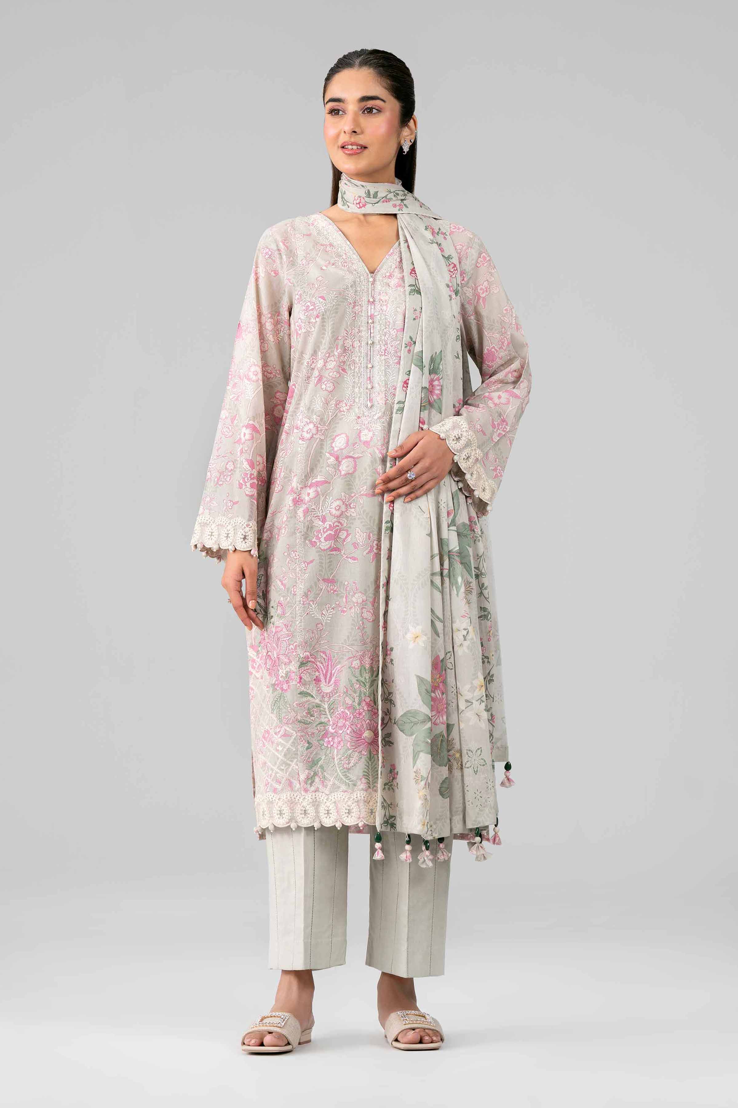 3 Piece - Printed Embroidered Suit - 42601780