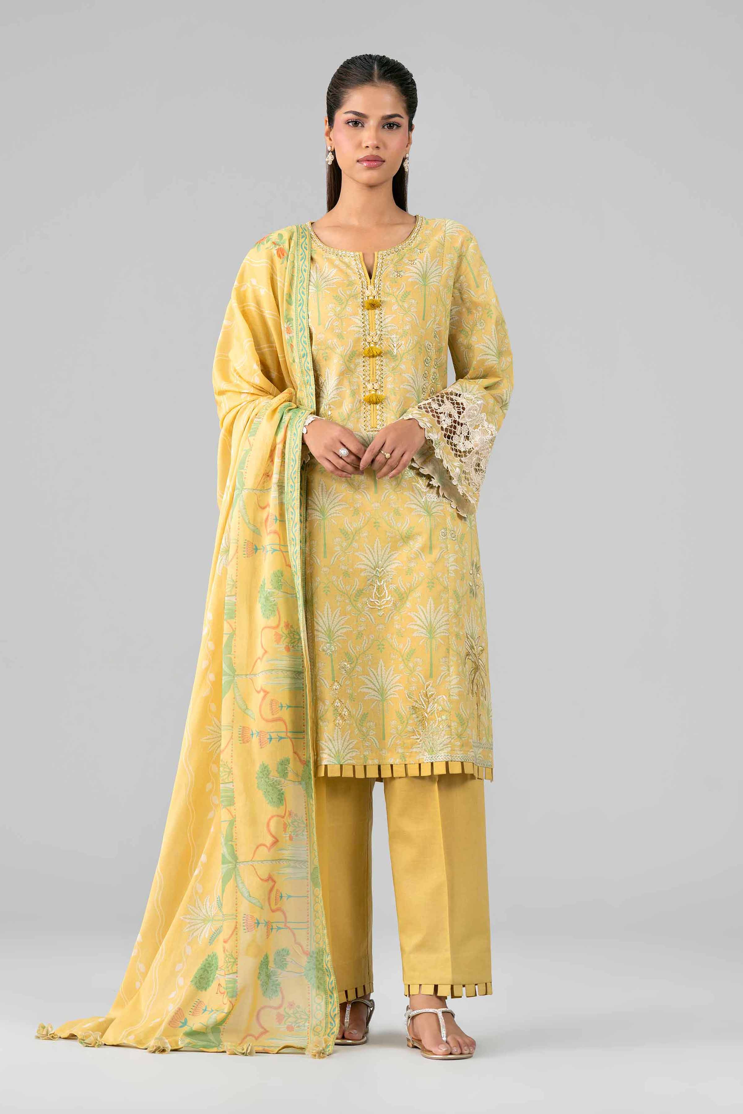 3 Piece - Printed Embroidered Suit - 42601782