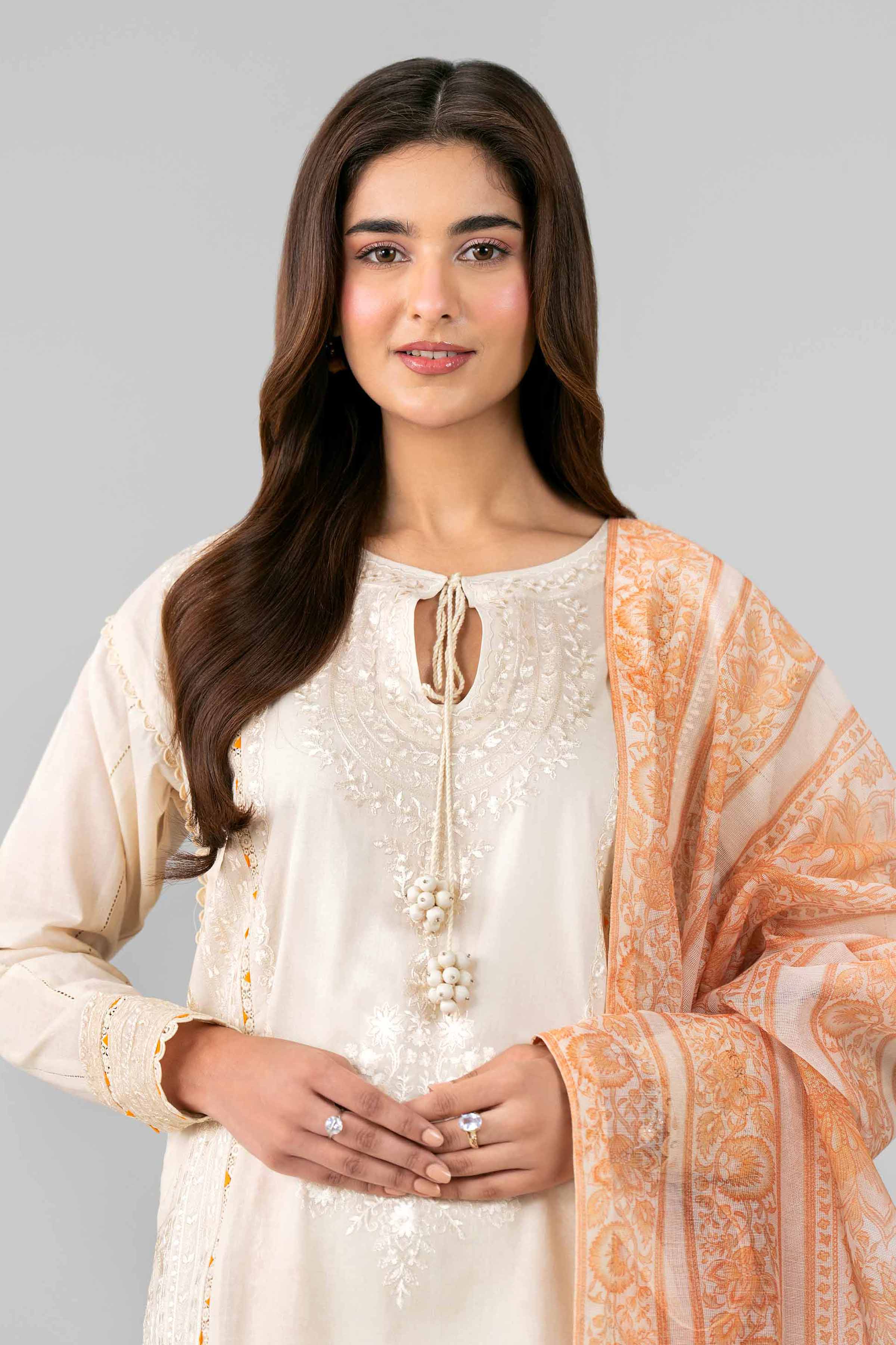 3 Piece - Printed Embroidered Suit - 42601789
