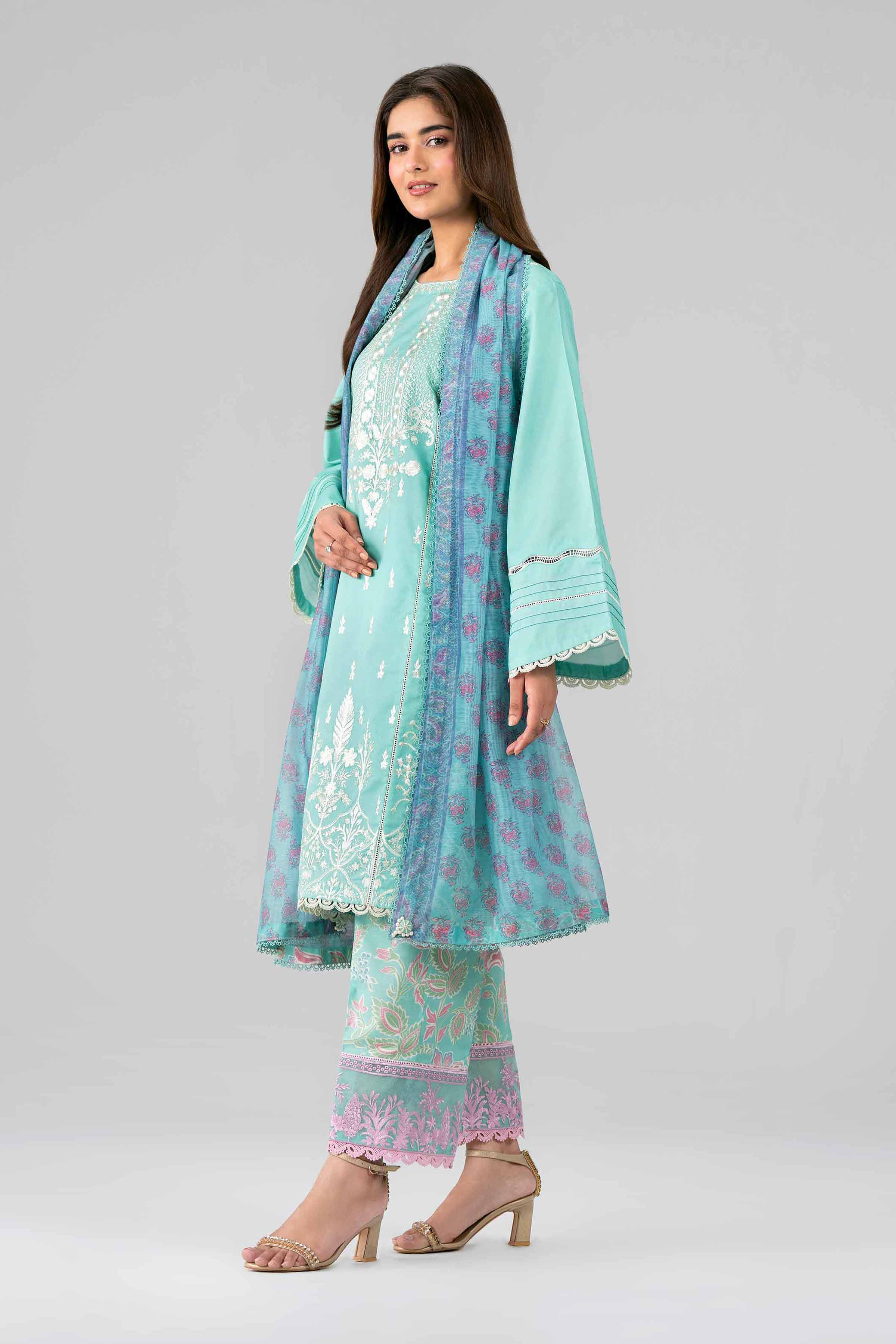 3 Piece - Printed Embroidered Suit - 42601790