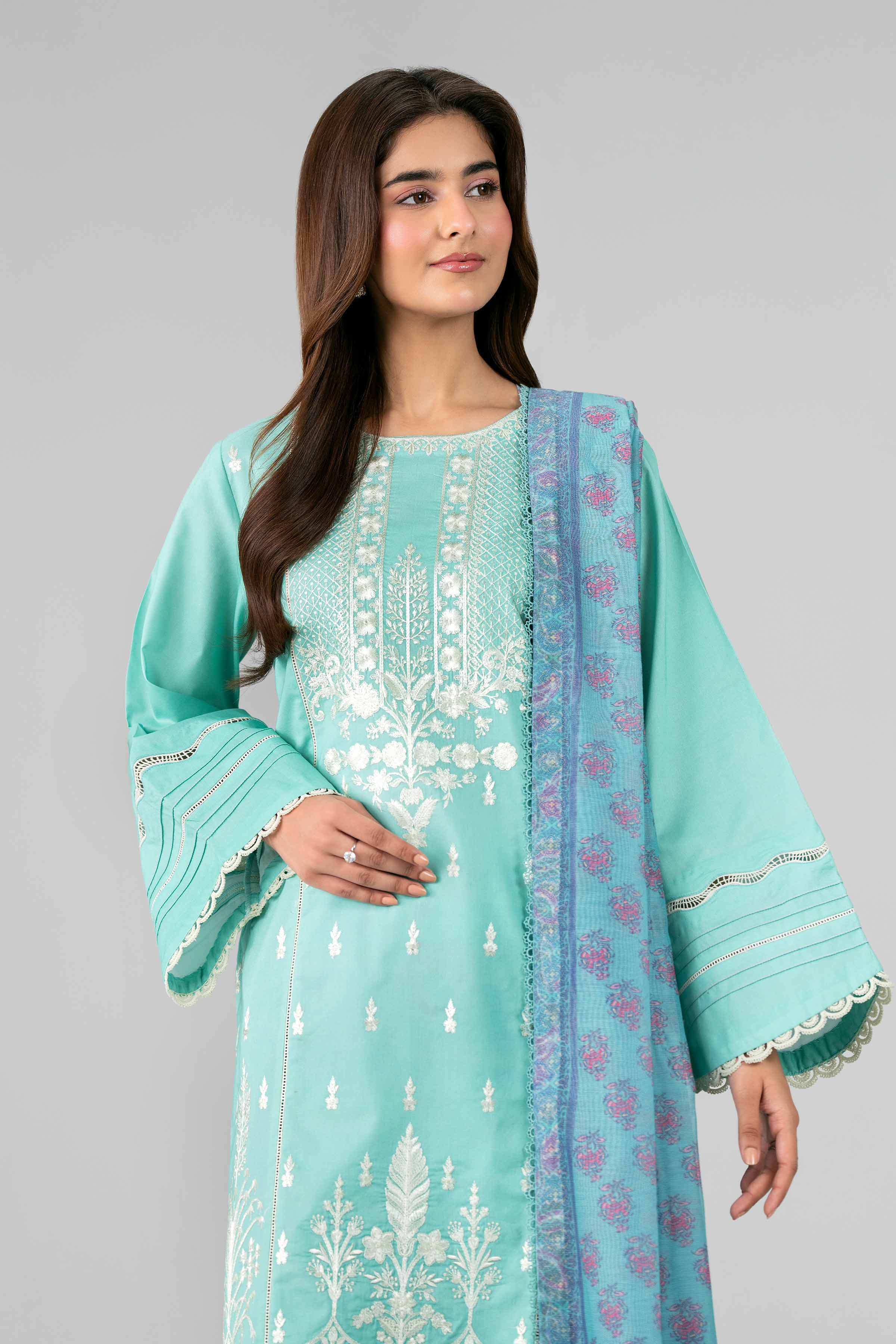 3 Piece - Printed Embroidered Suit - 42601790