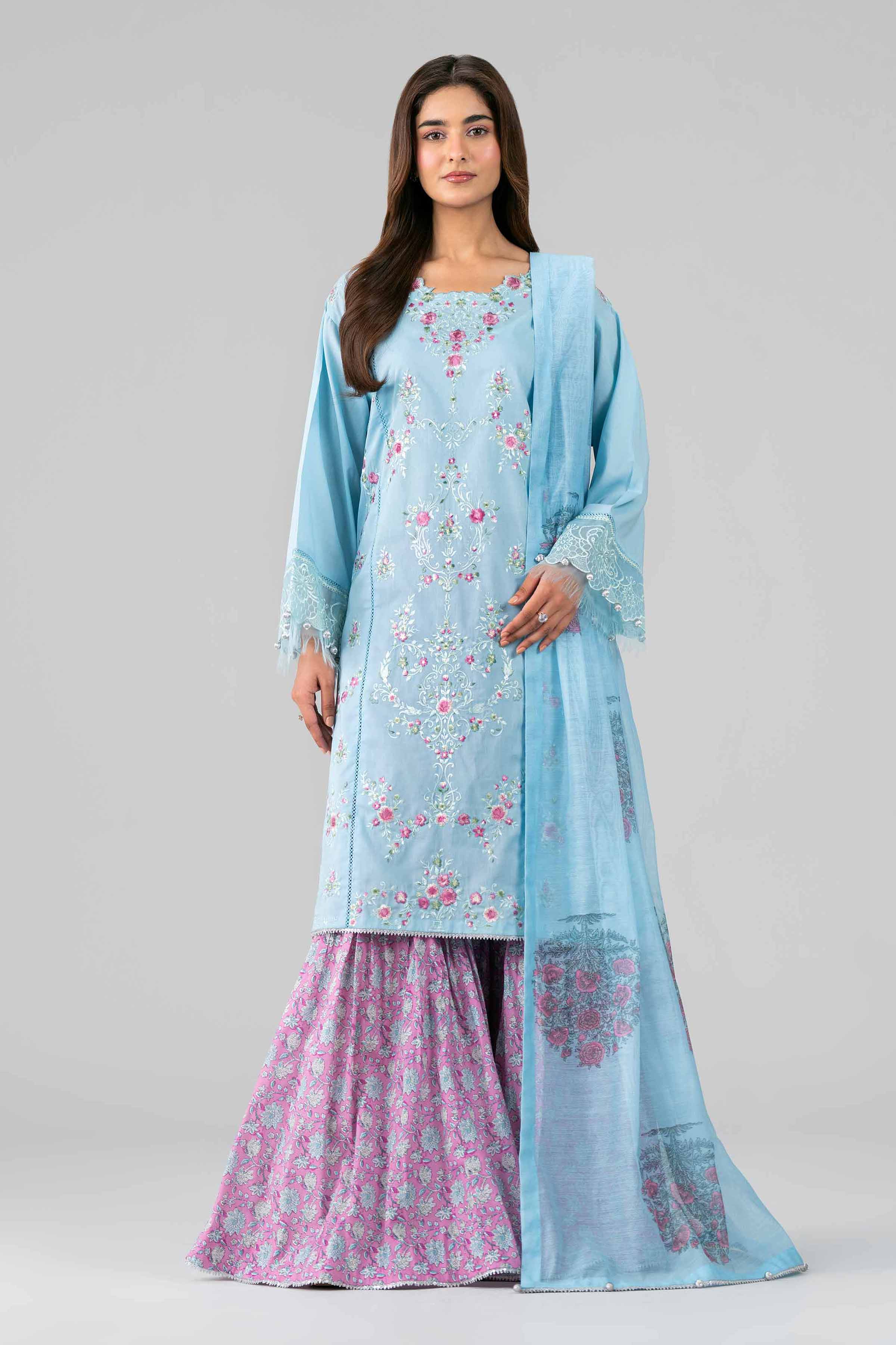 3 Piece - Printed Embroidered Suit - 42601791