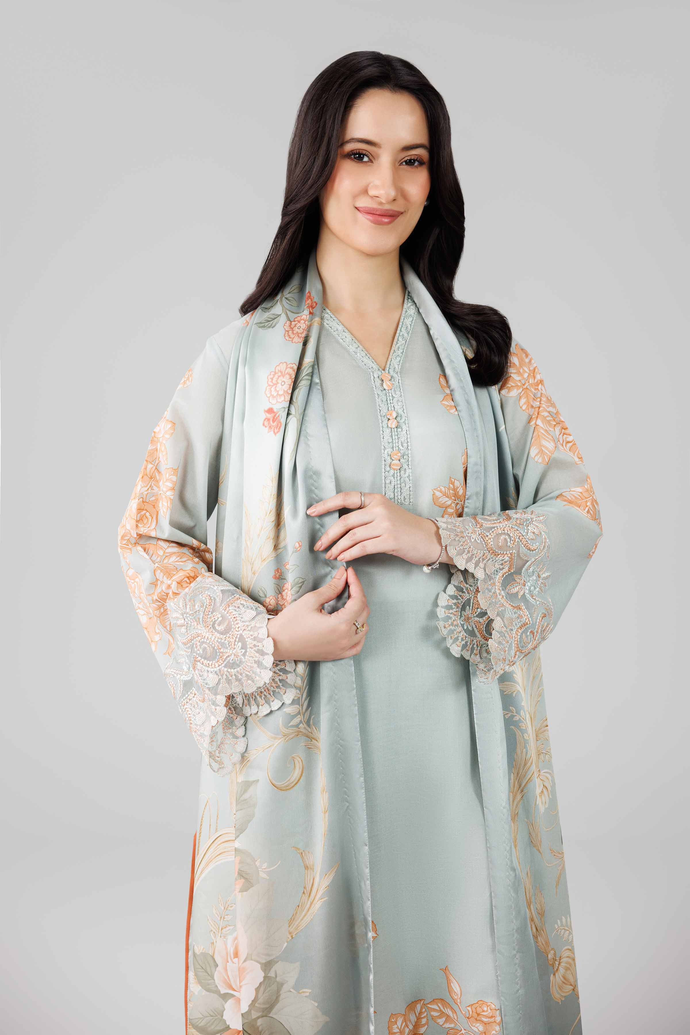3 Piece - Digital Printed Embroidered Suit - 42601795