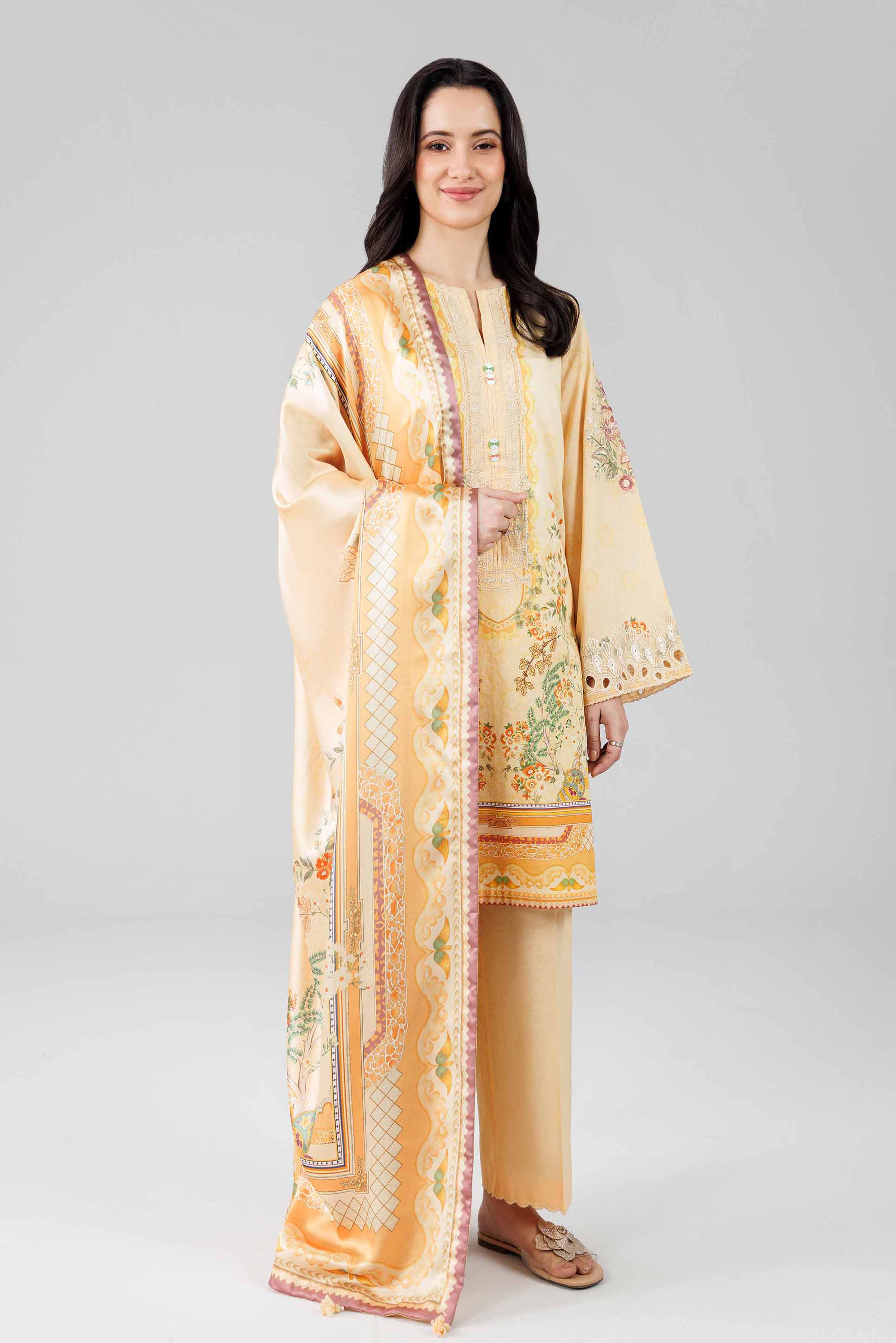 3 Piece - Digital Printed Embroidered Suit - 42601798