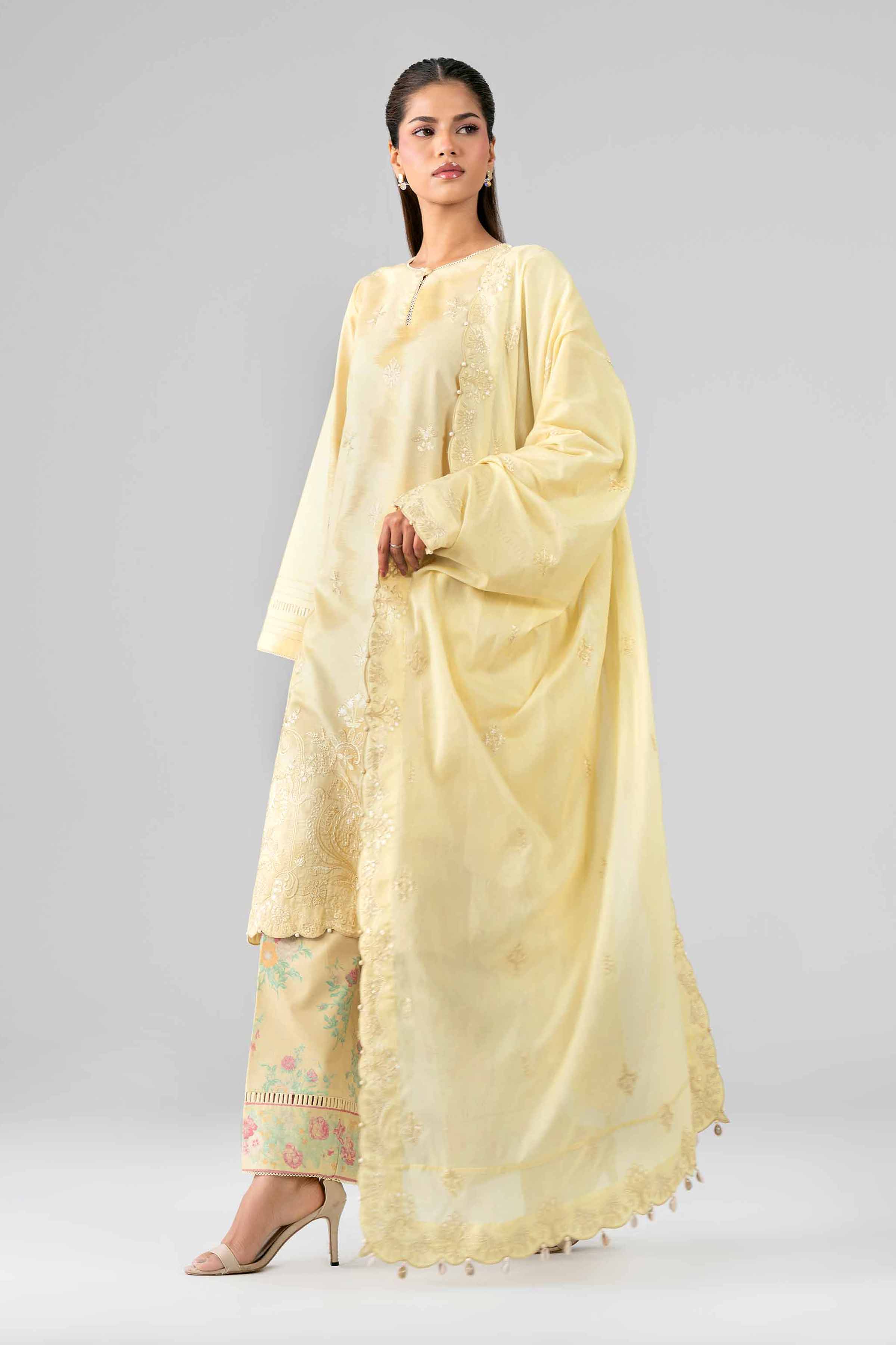 3 Piece - Printed Embroidered Suit - 42601808