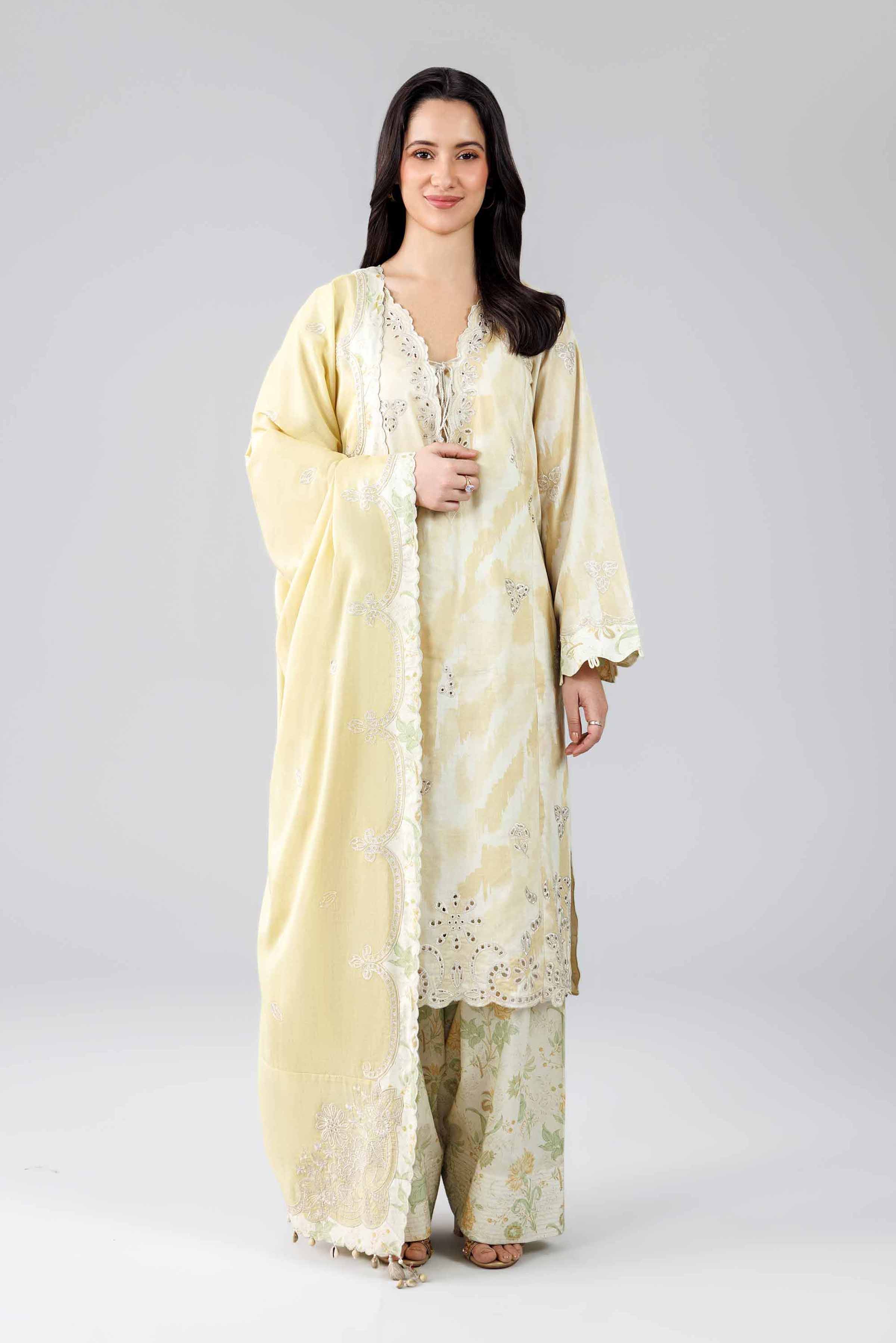 3 Piece - Printed Embroidered Suit - 42601809