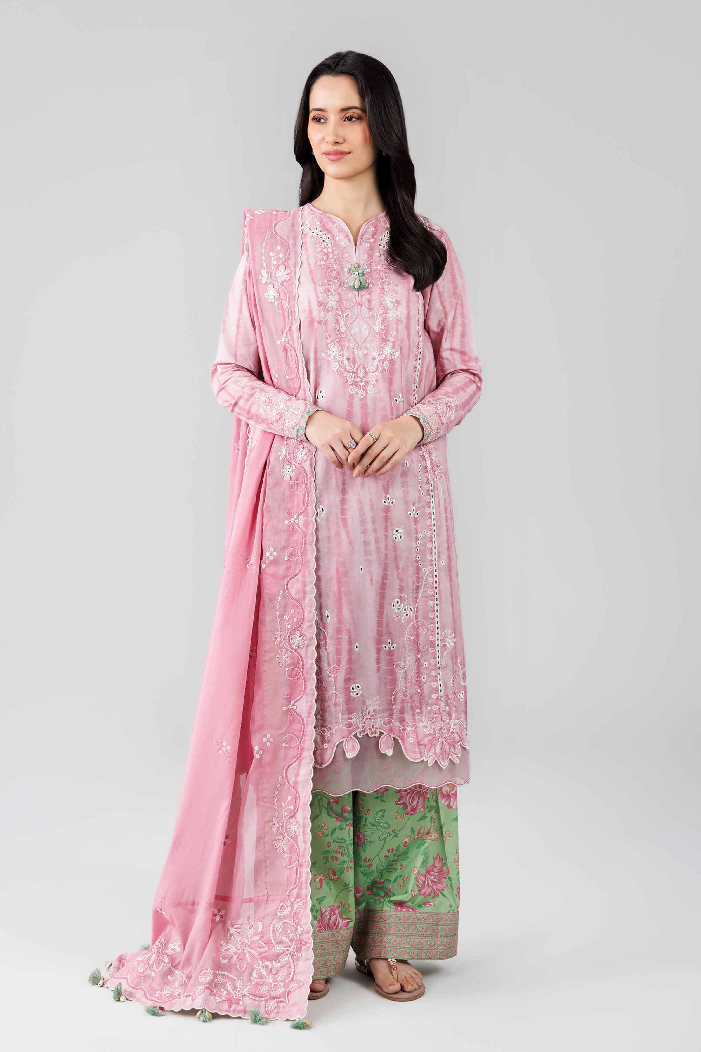3 Piece - Printed Embroidered Suit - 42601810