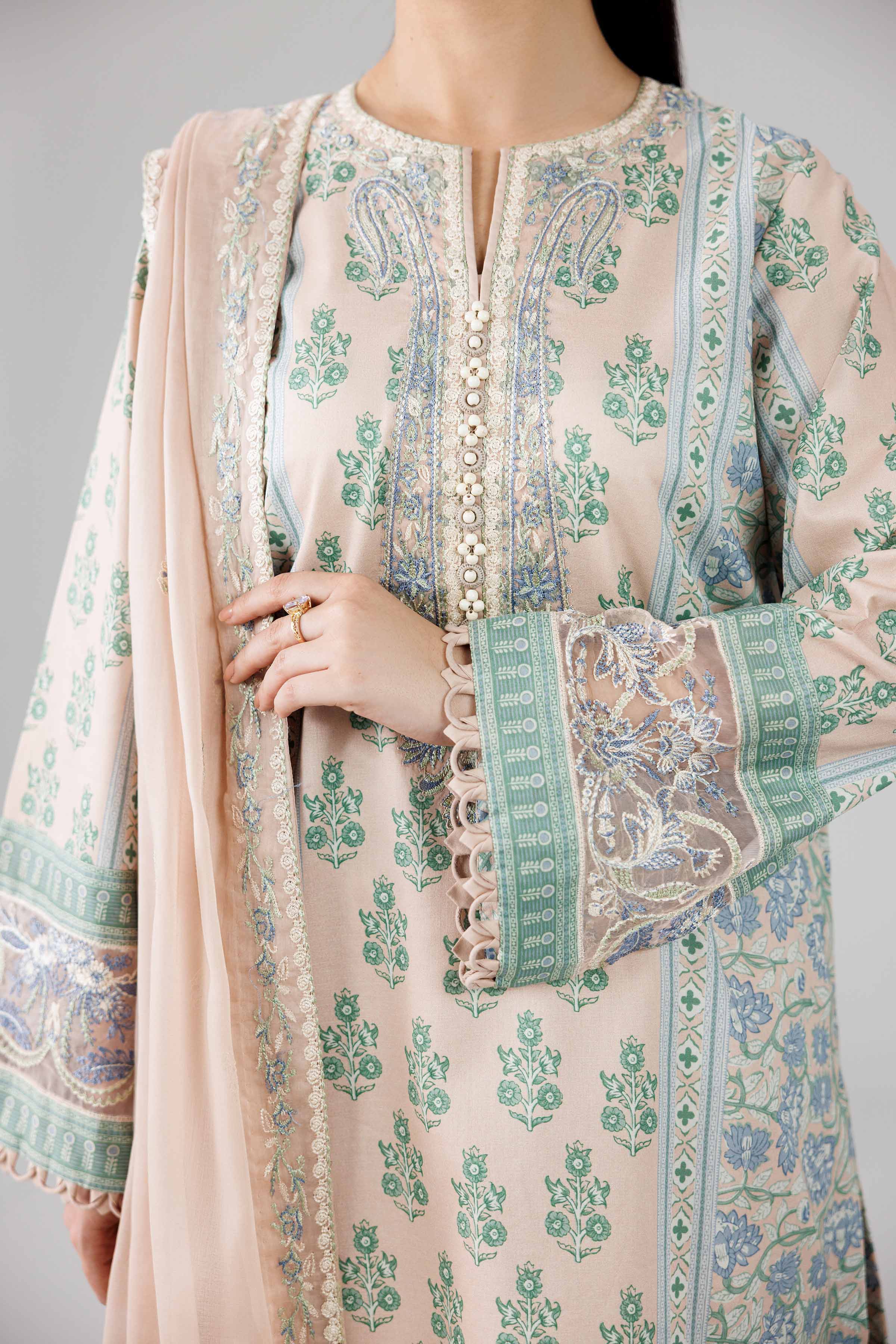3 Piece - Printed Embroidered Suit - 42601820