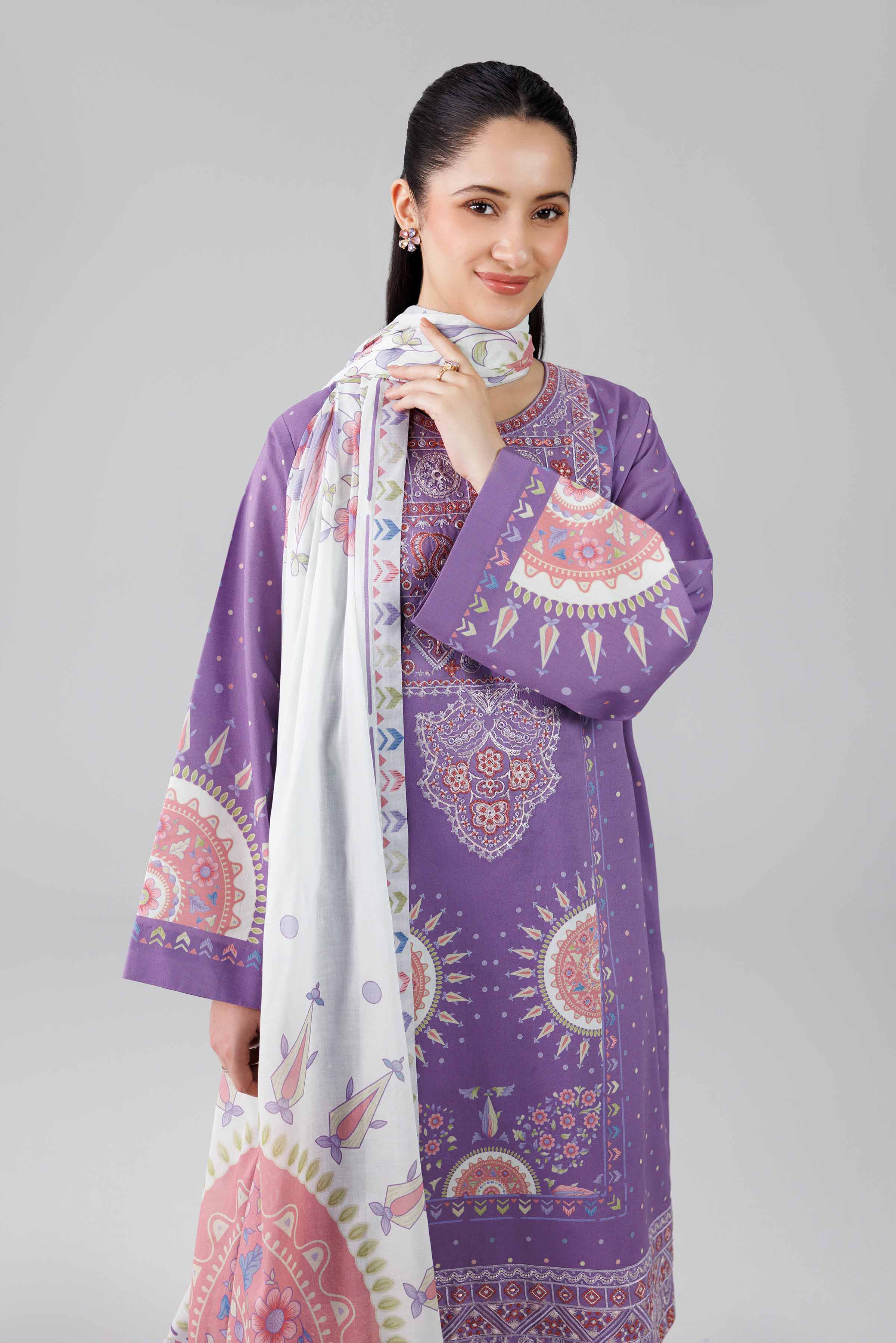 3 Piece - Digital Printed Embroidered Suit - 42601835
