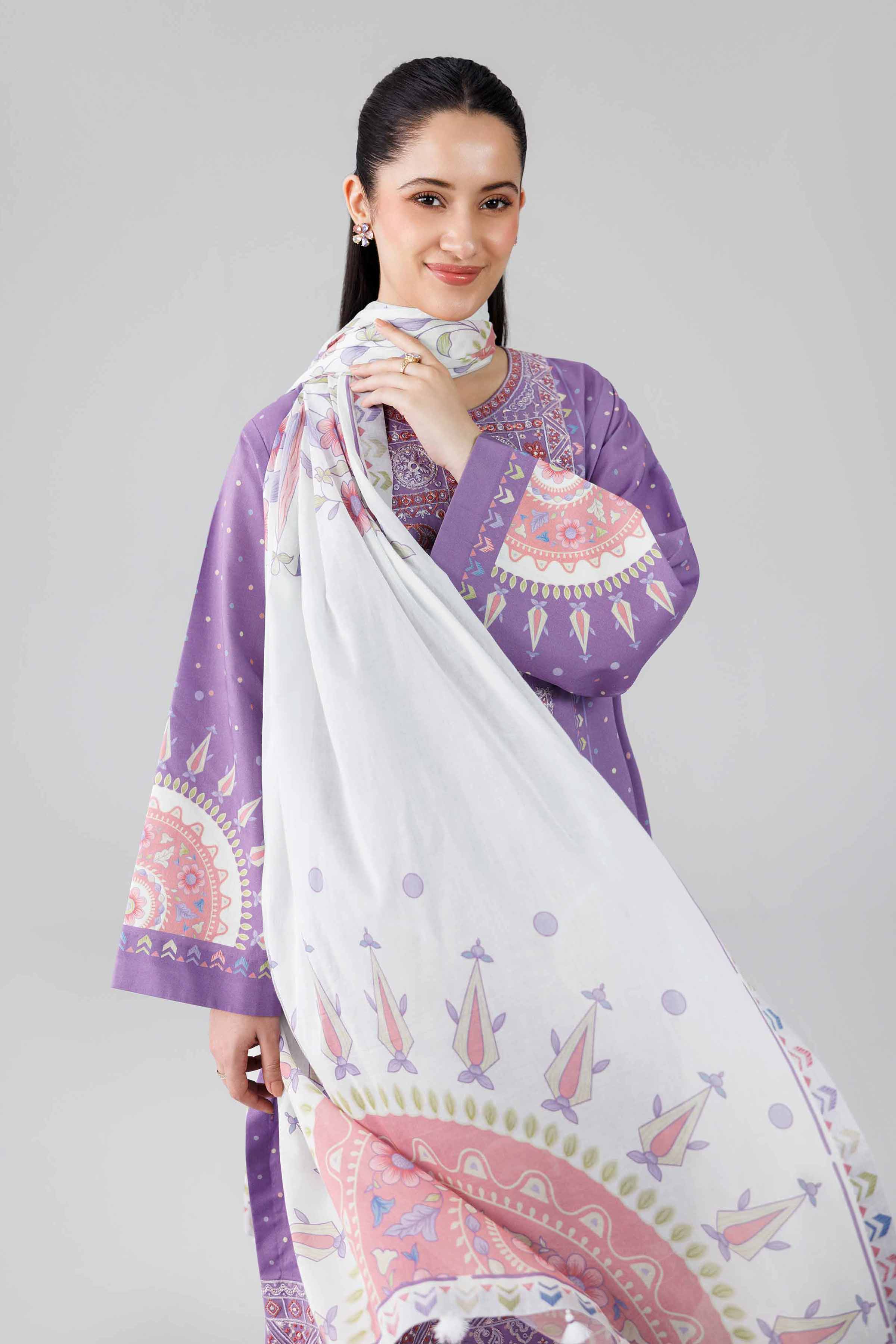 3 Piece - Digital Printed Embroidered Suit - 42601835